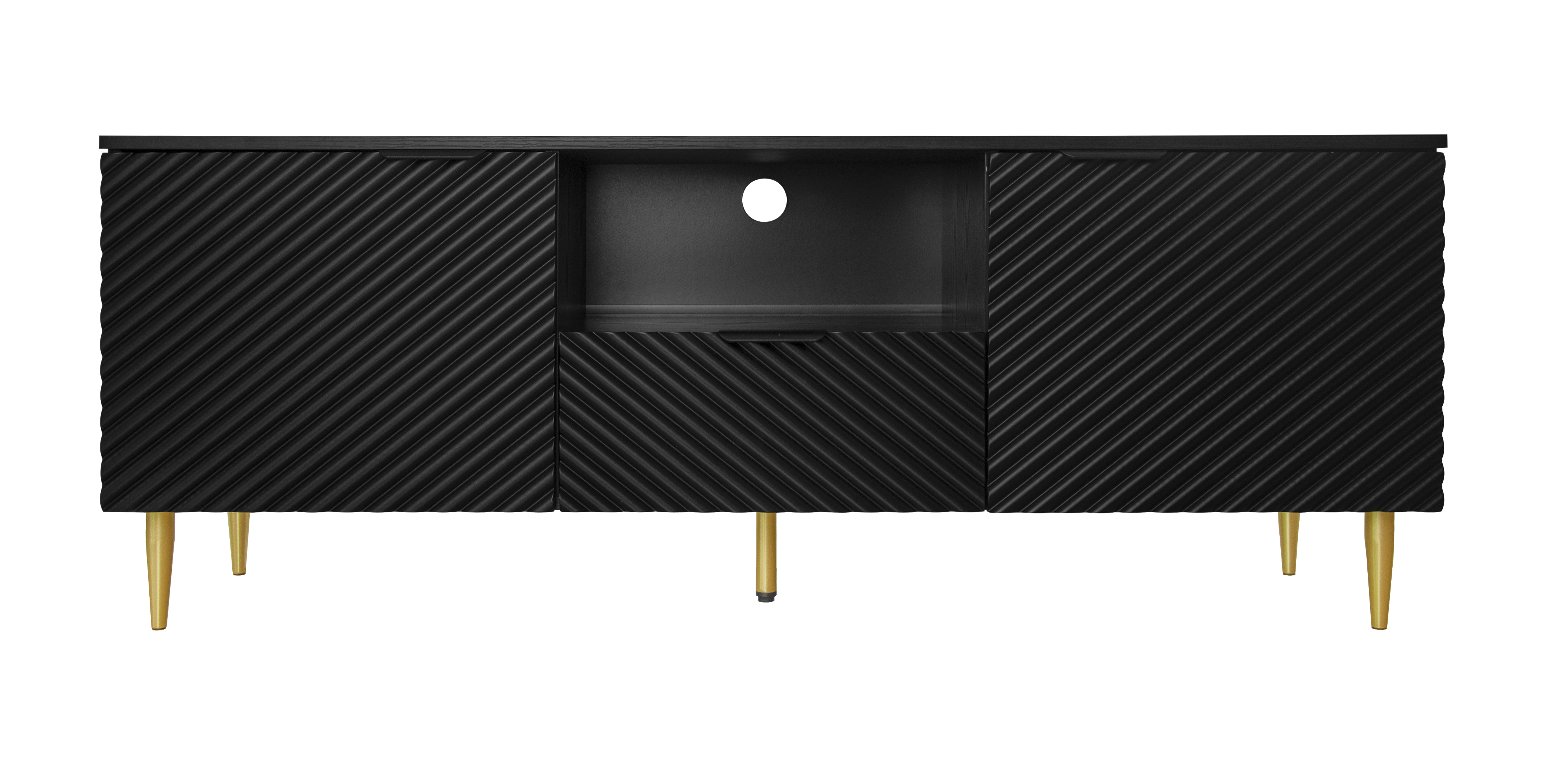 TV Stand with Solid Ion Feet, TV Console Table for Living Room, Bedroom, Black/Blue