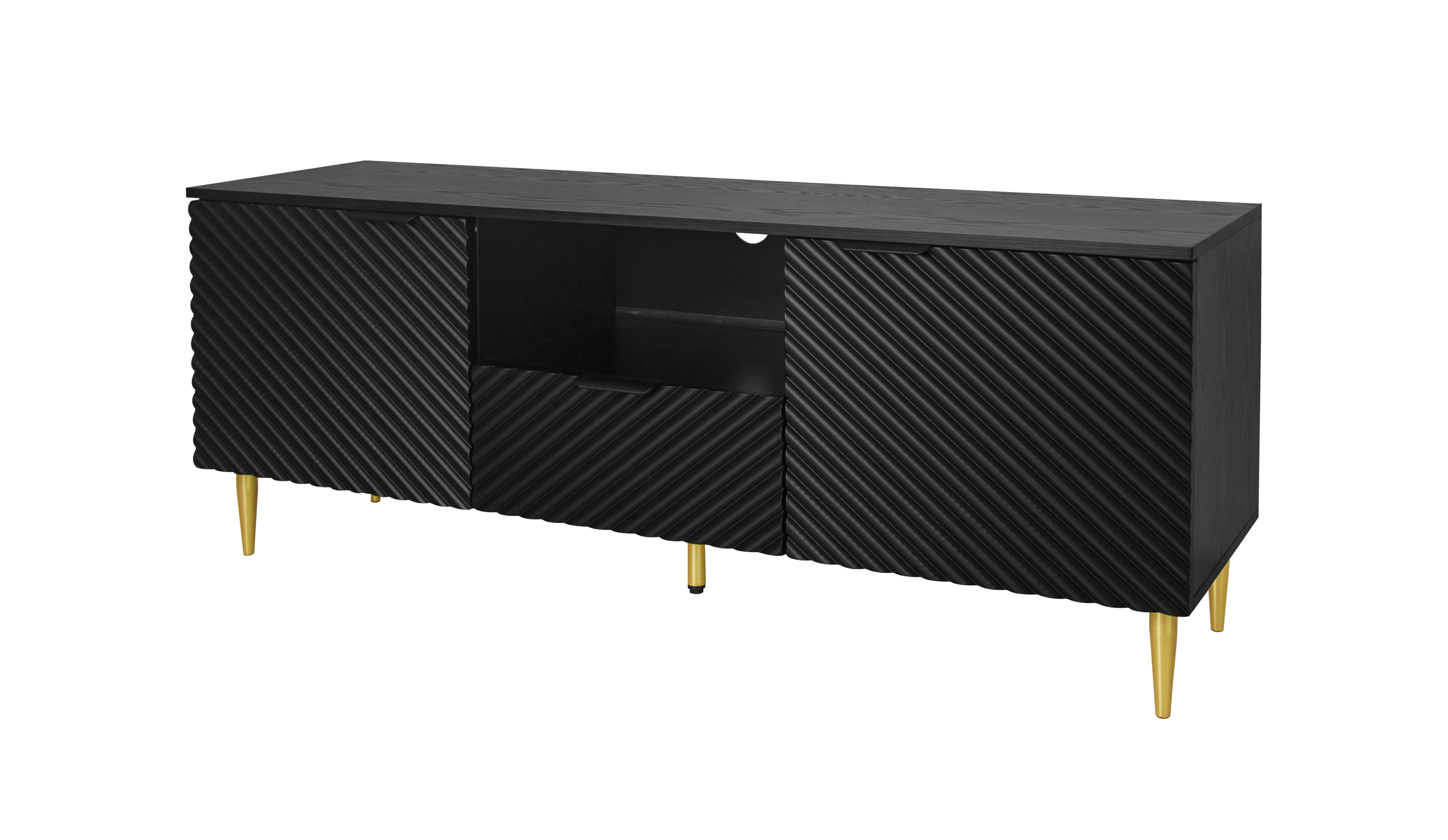 TV Stand with Solid Ion Feet, TV Console Table for Living Room, Bedroom, Black/Blue