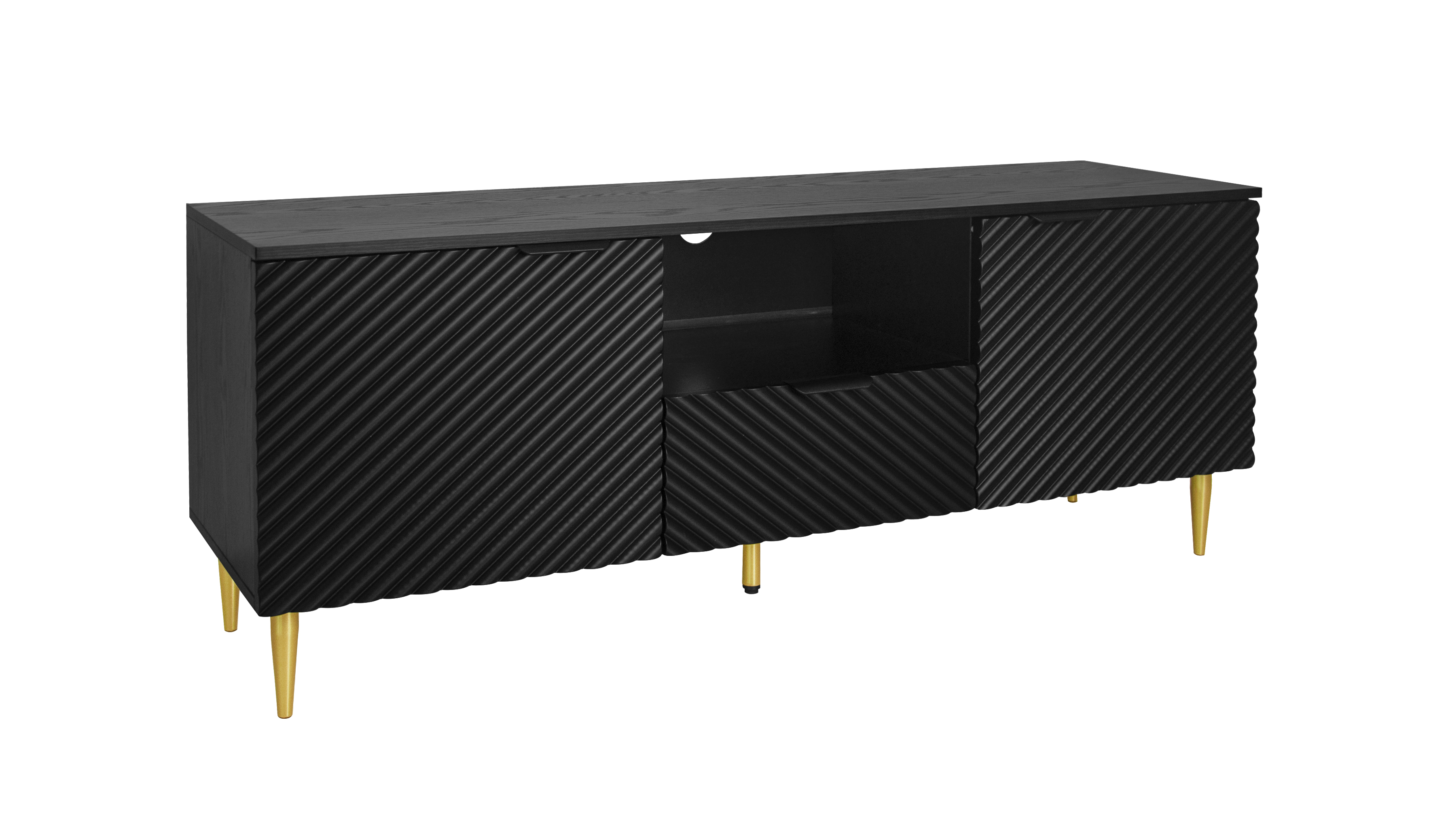 TV Stand with Solid Ion Feet, TV Console Table for Living Room, Bedroom, Black/Blue