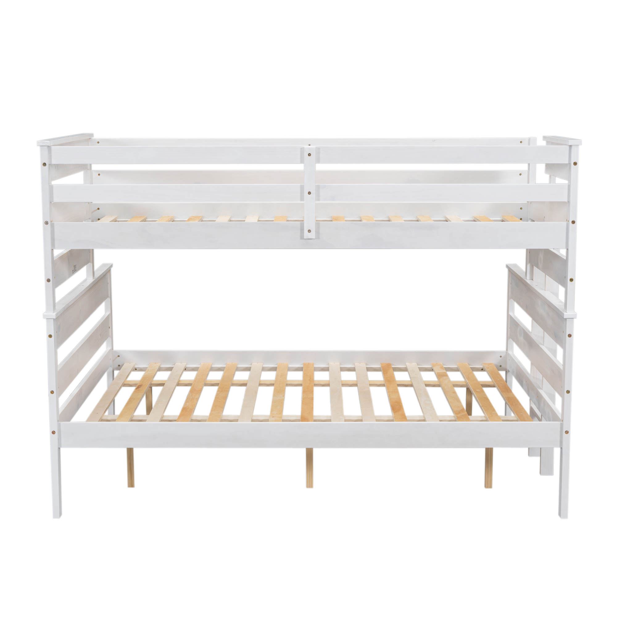 Wood Twin XL over Full/Queen Bunk Bed with Ladder, Gray/White 