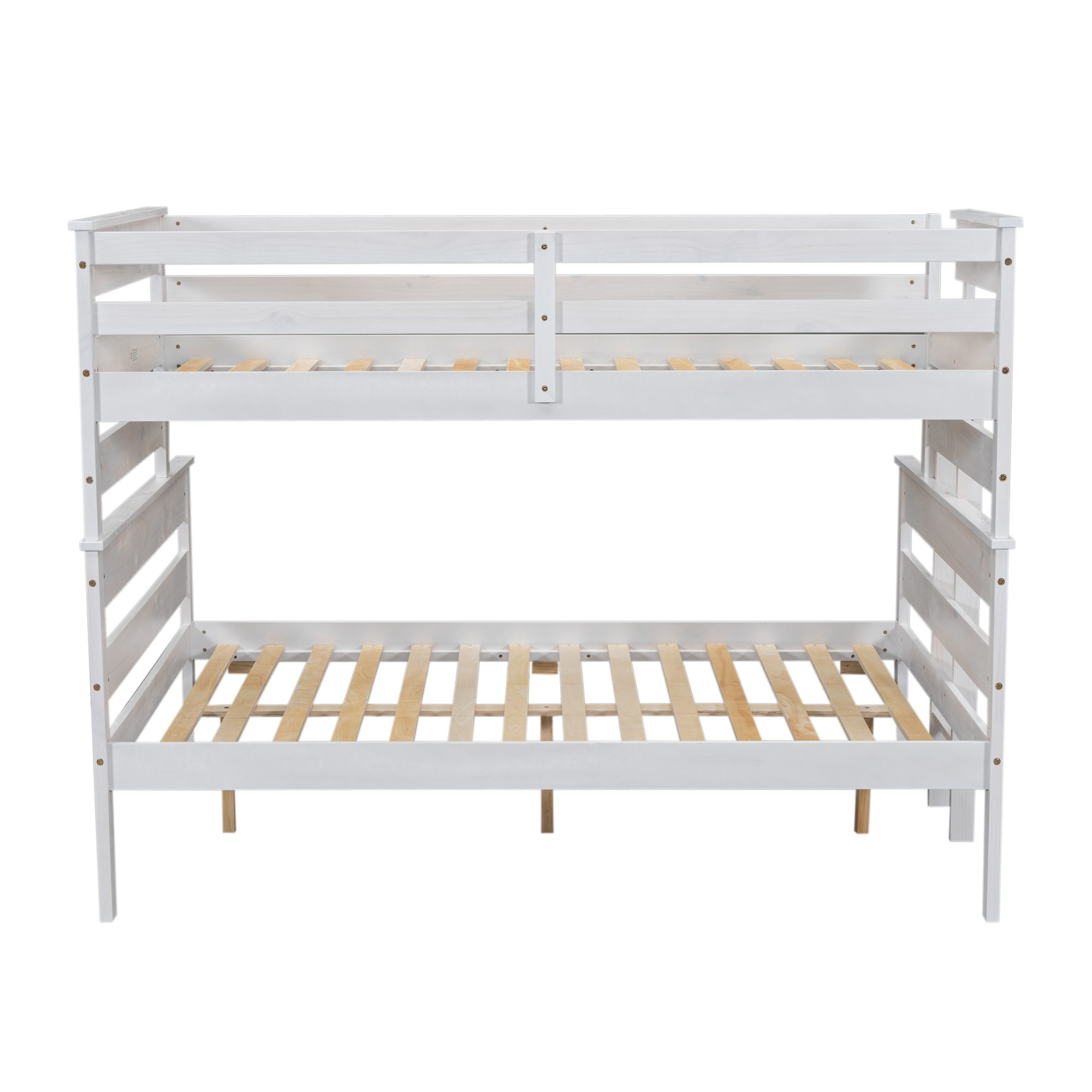 Wood Twin XL over Full/Queen Bunk Bed with Ladder, Gray/White 