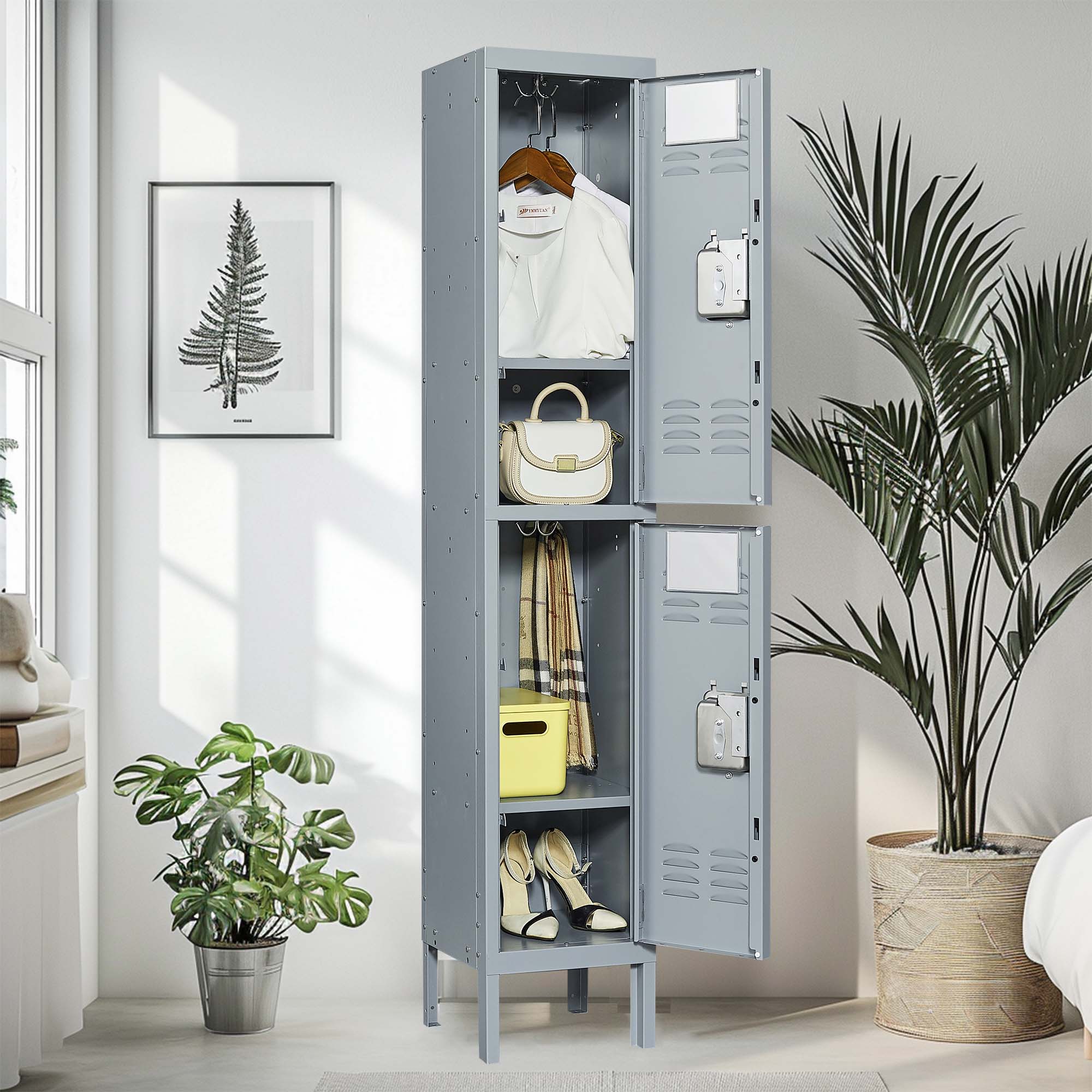 1/2/3/4/5 Door 66"H Metal Lockers With Lock for Employees,Storage Locker Cabinet for Home Gym Office School Garage,Gray