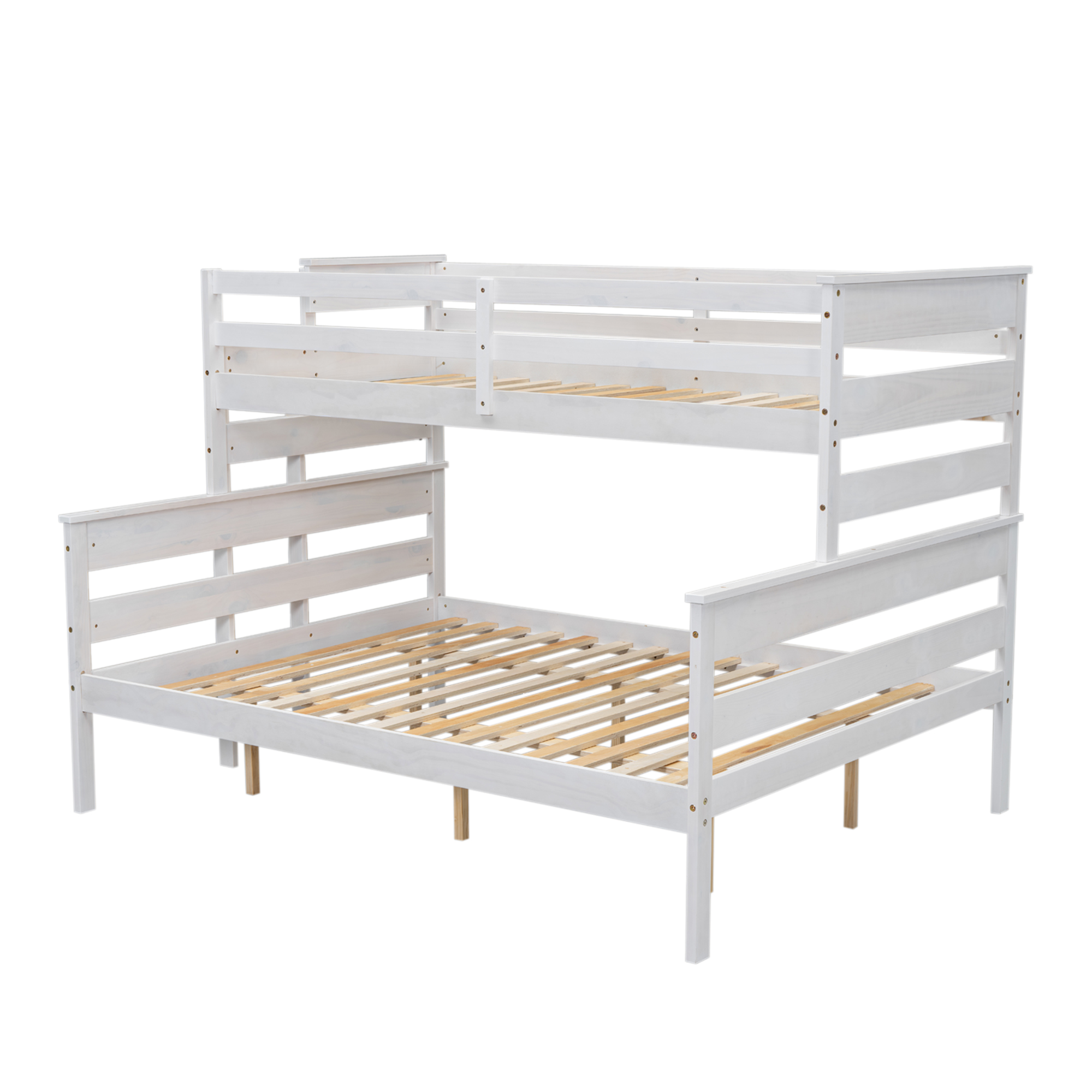 Wood Twin XL over Full/Queen Bunk Bed with Ladder, Gray/White 