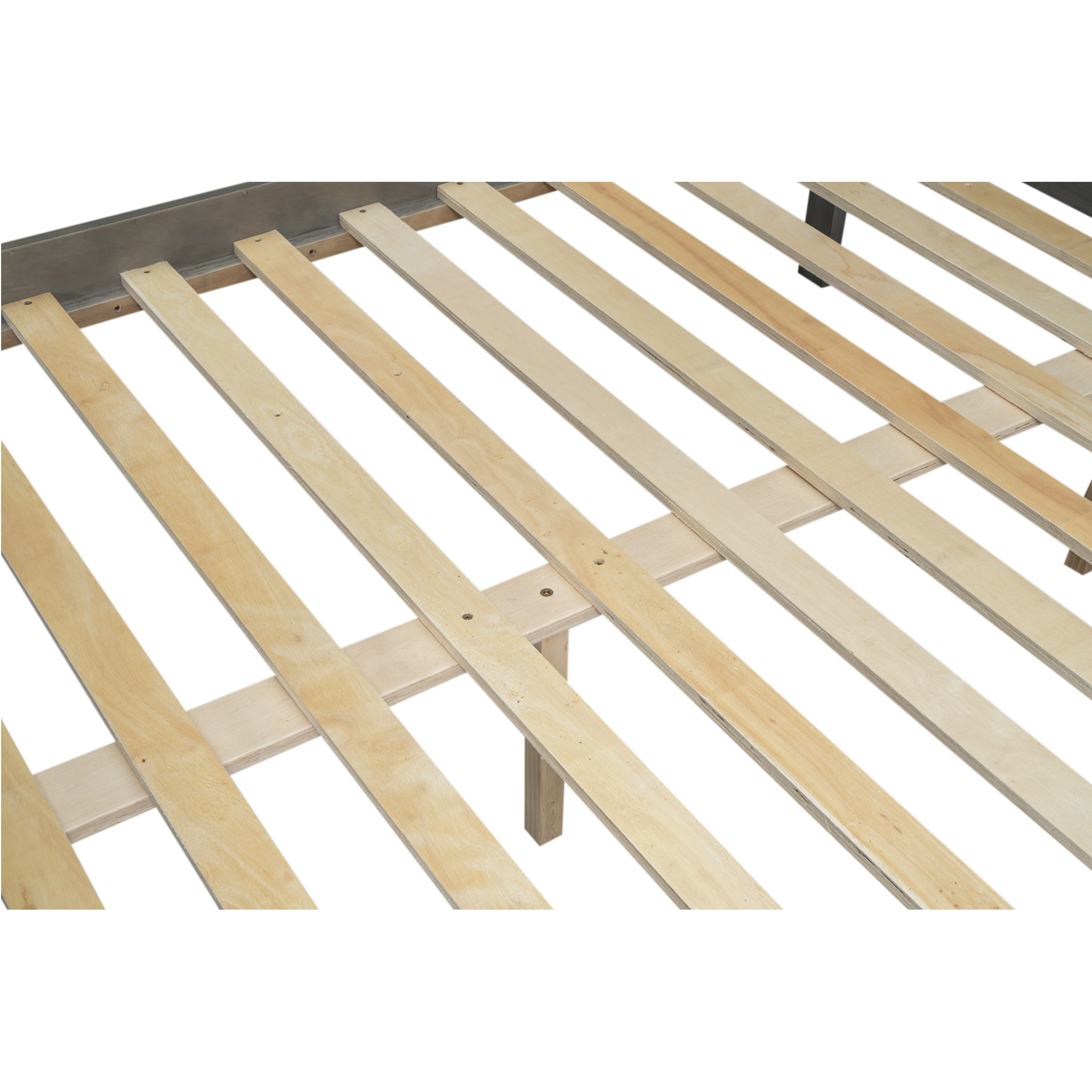 Wood Twin XL over Full/Queen Bunk Bed with Ladder, Gray/White 