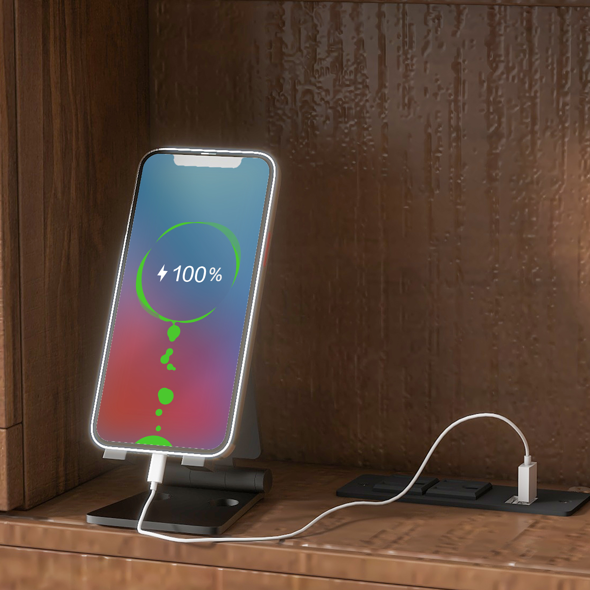 Twin Size Lounge Daybed with Storage Shelves, Cork Board, USB Ports and 3 Drawers, Antique Wood Color/Antique Gray 