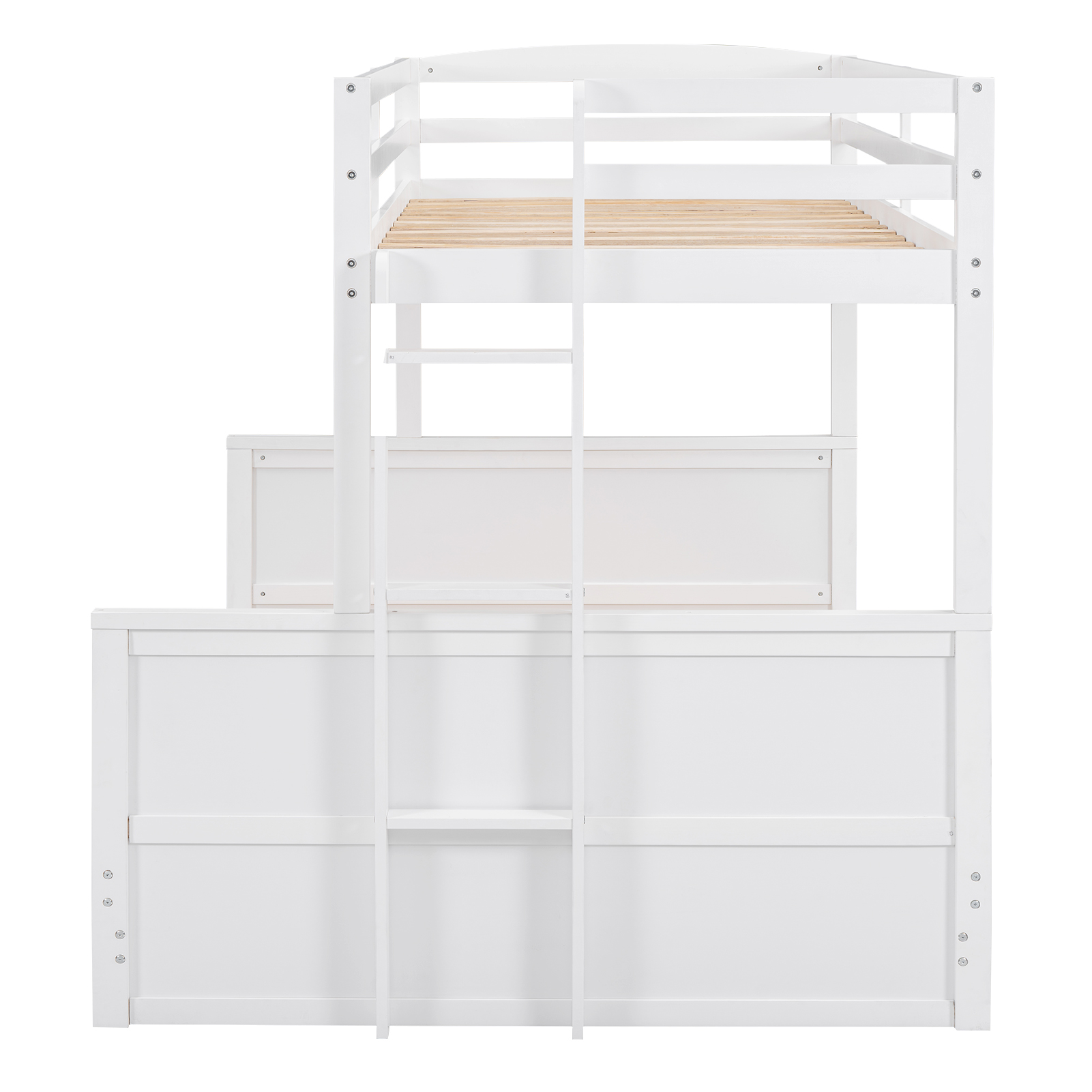 Wood Twin over Full Bunk Bed with Hydraulic Lift Up Storage, White 