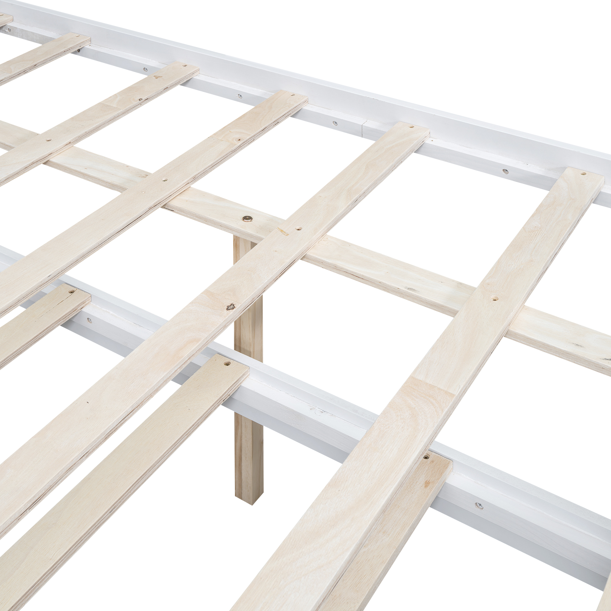 Full Size Platform Bed with Storage LED Headboard, Twin Size Trundle and 3 Drawers, White 