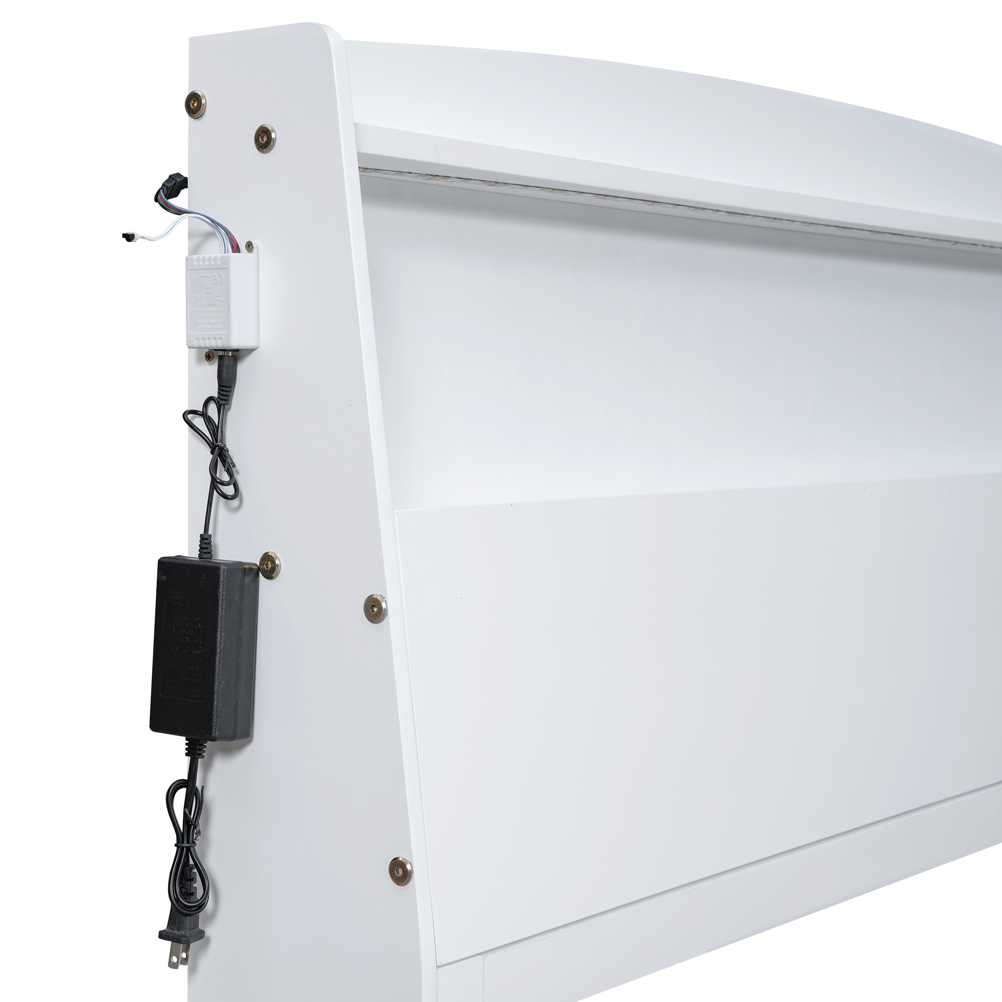 Full Size Platform Bed with Storage LED Headboard, Twin Size Trundle and 3 Drawers, White 