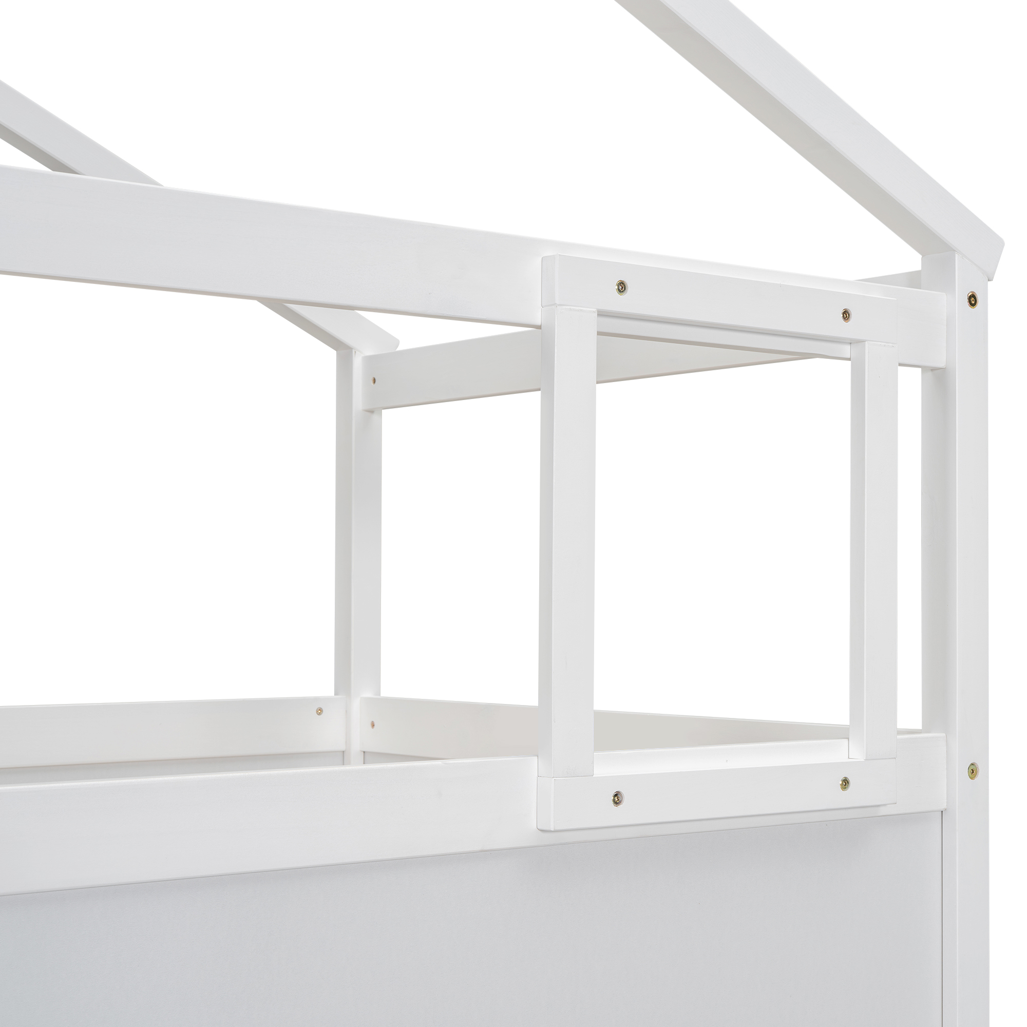 Twin over Full House Bunk Bed with Storage Staircase and Blackboard,Gray/White