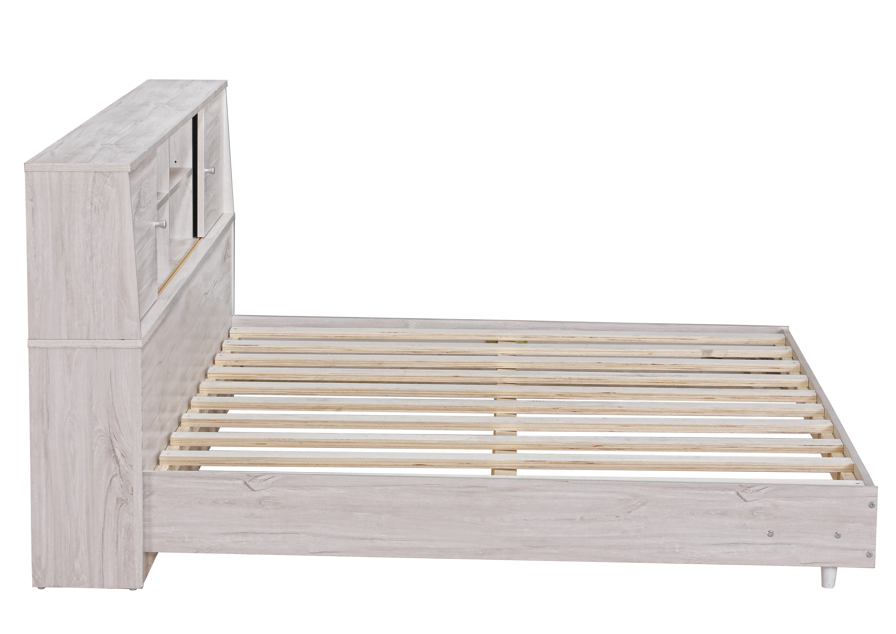Full Size Daybed Frame with Storage Bookcases,White Oak/Light Oak