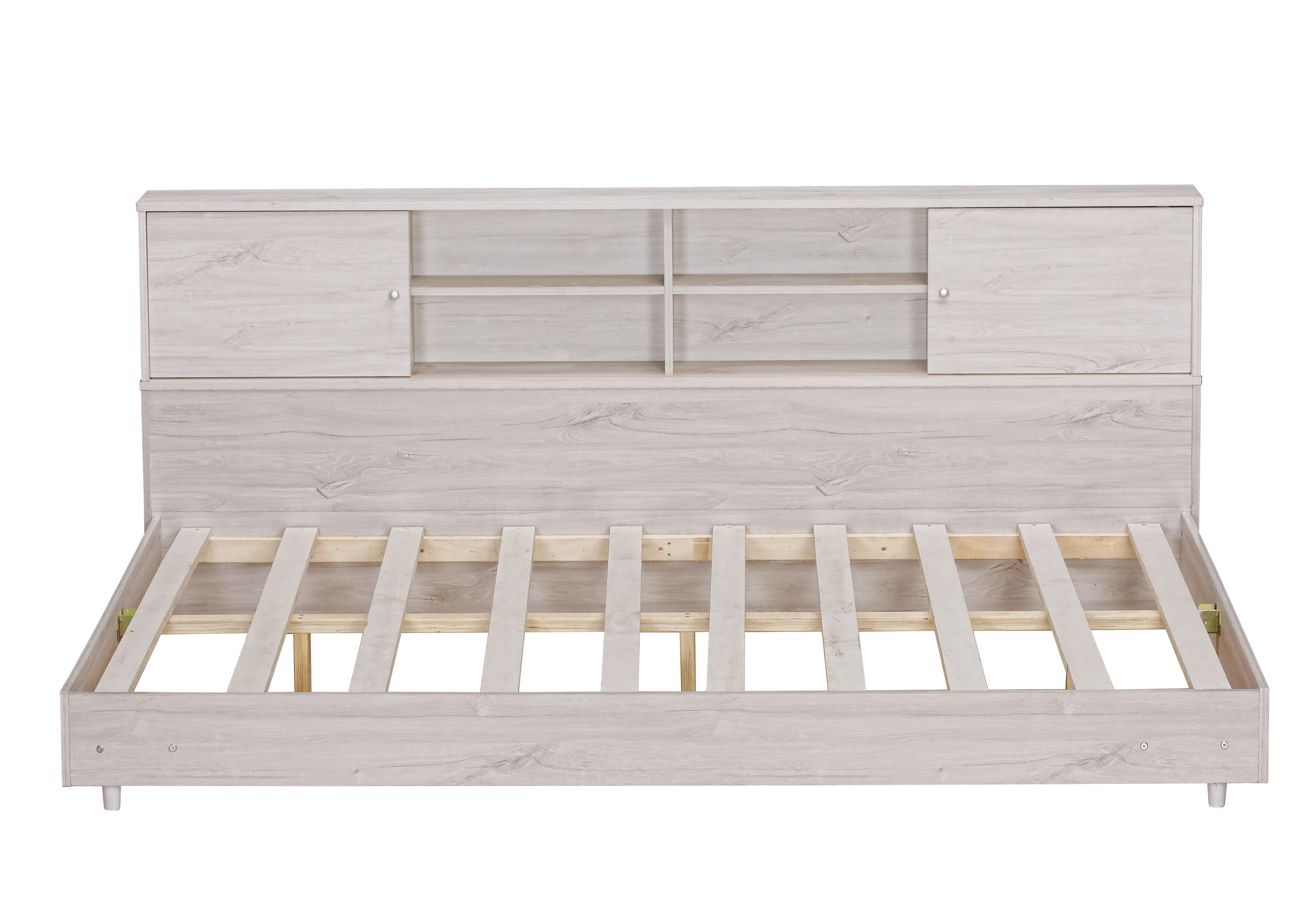 Full Size Daybed Frame with Storage Bookcases,White Oak/Light Oak