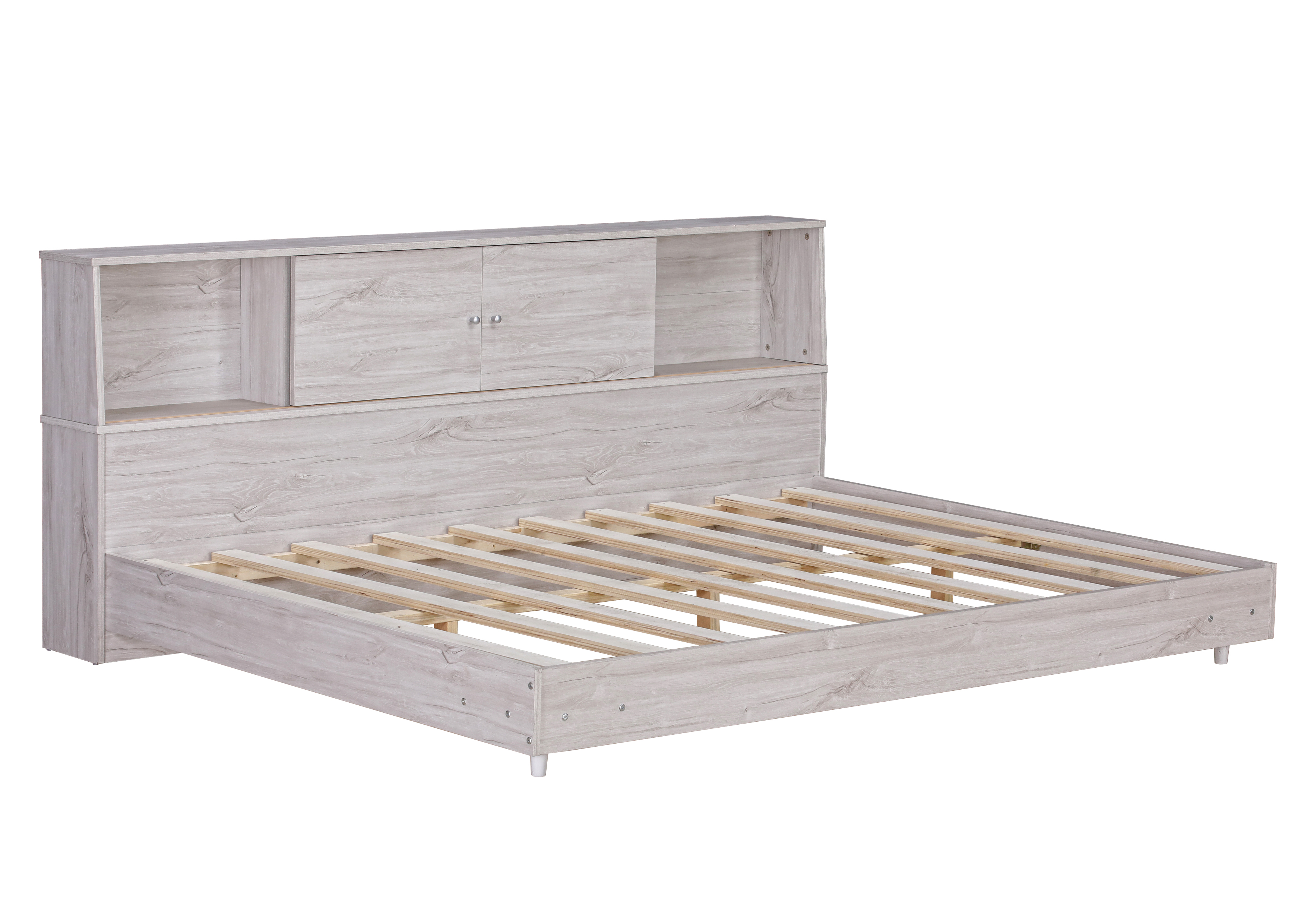 Full Size Daybed Frame with Storage Bookcases,White Oak/Light Oak