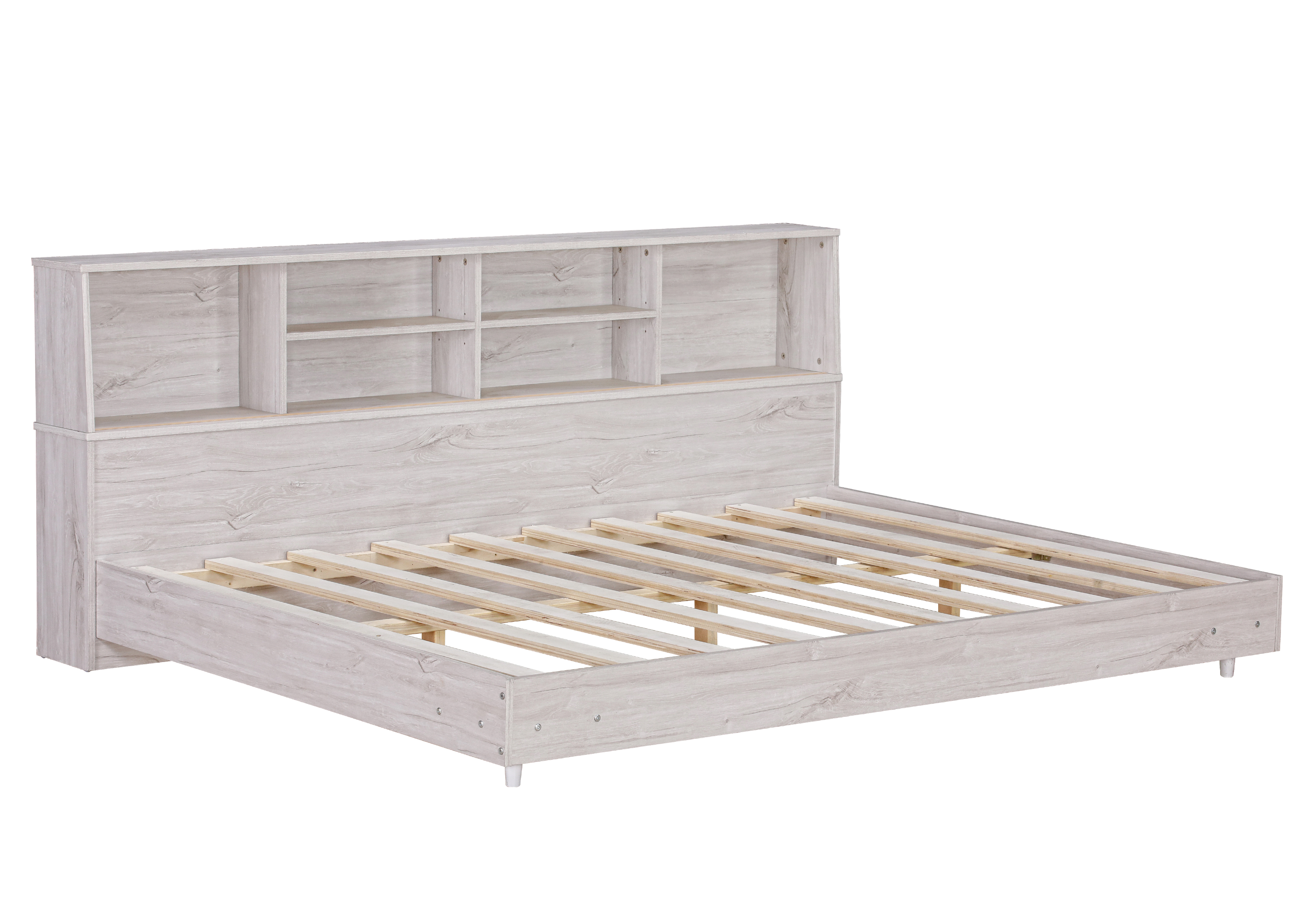 Full Size Daybed Frame with Storage Bookcases,White Oak/Light Oak