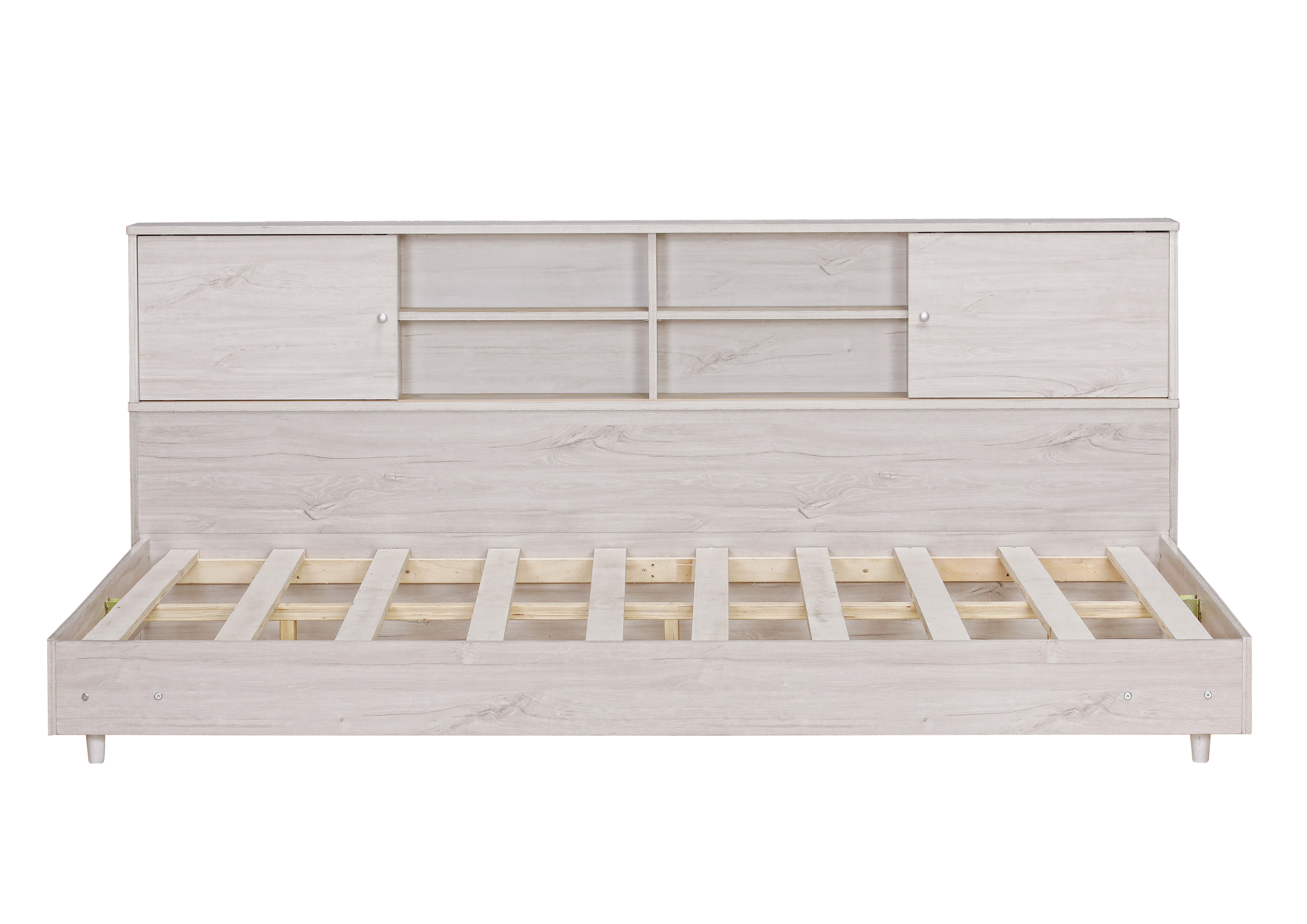 Full Size Daybed Frame with Storage Bookcases,White Oak/Light Oak