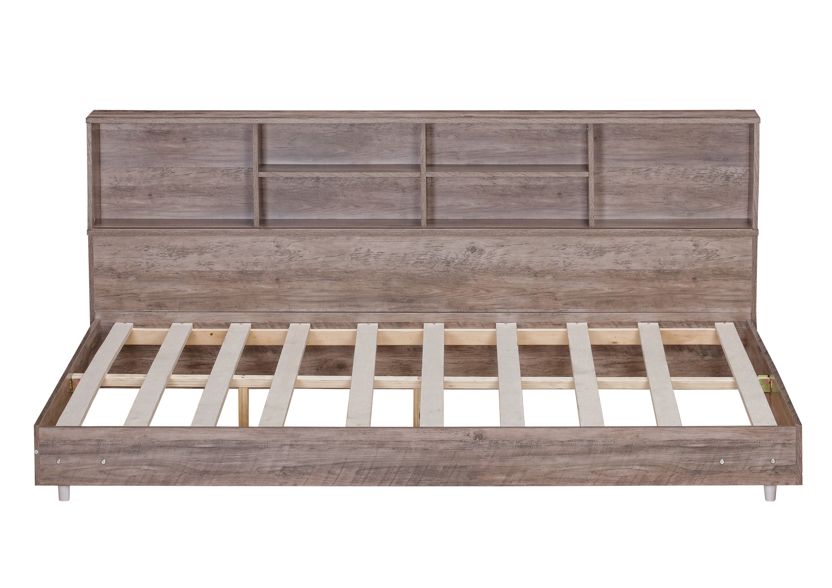 Full Size Daybed Frame with Storage Bookcases,White Oak/Light Oak