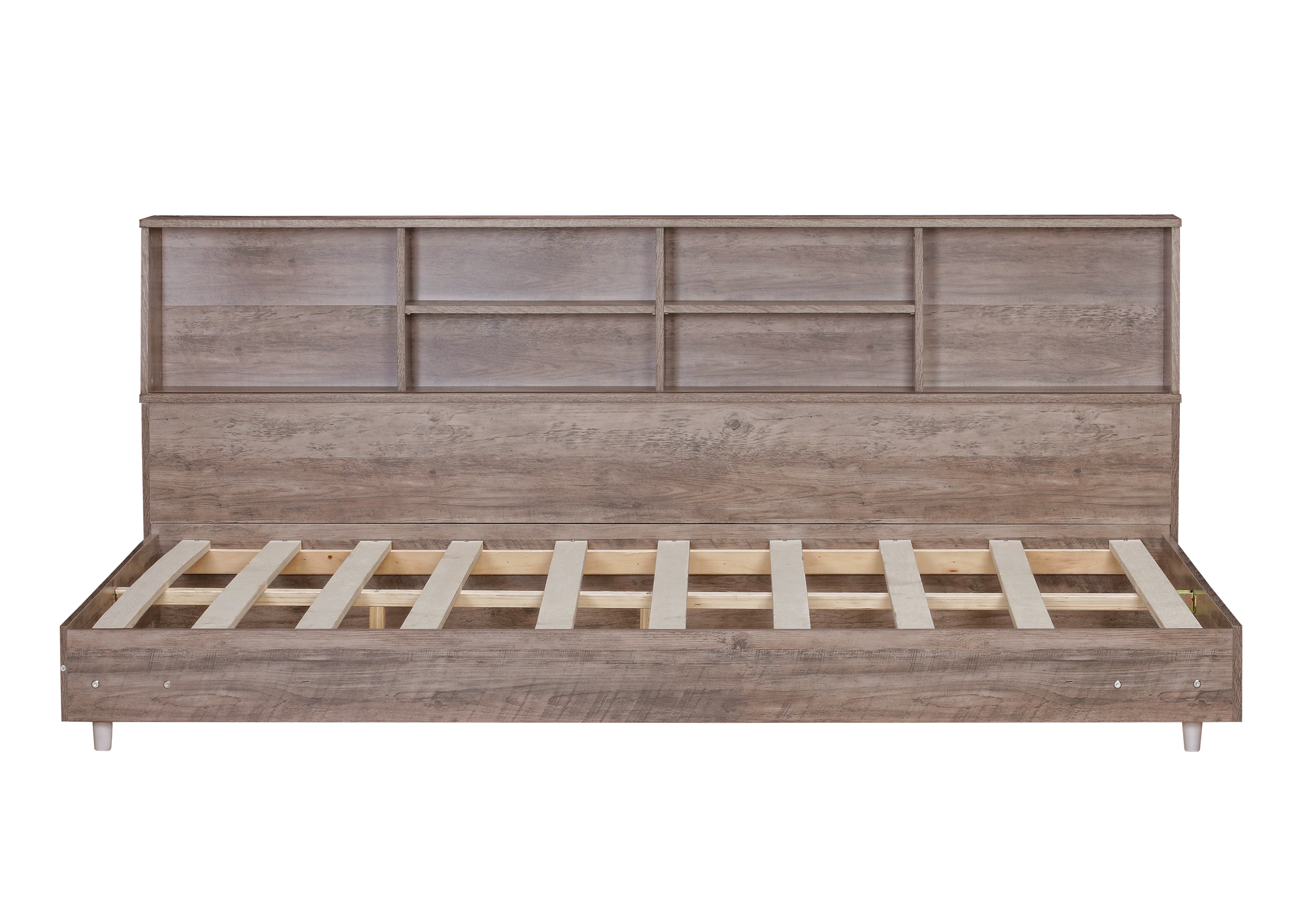 Full Size Daybed Frame with Storage Bookcases,White Oak/Light Oak