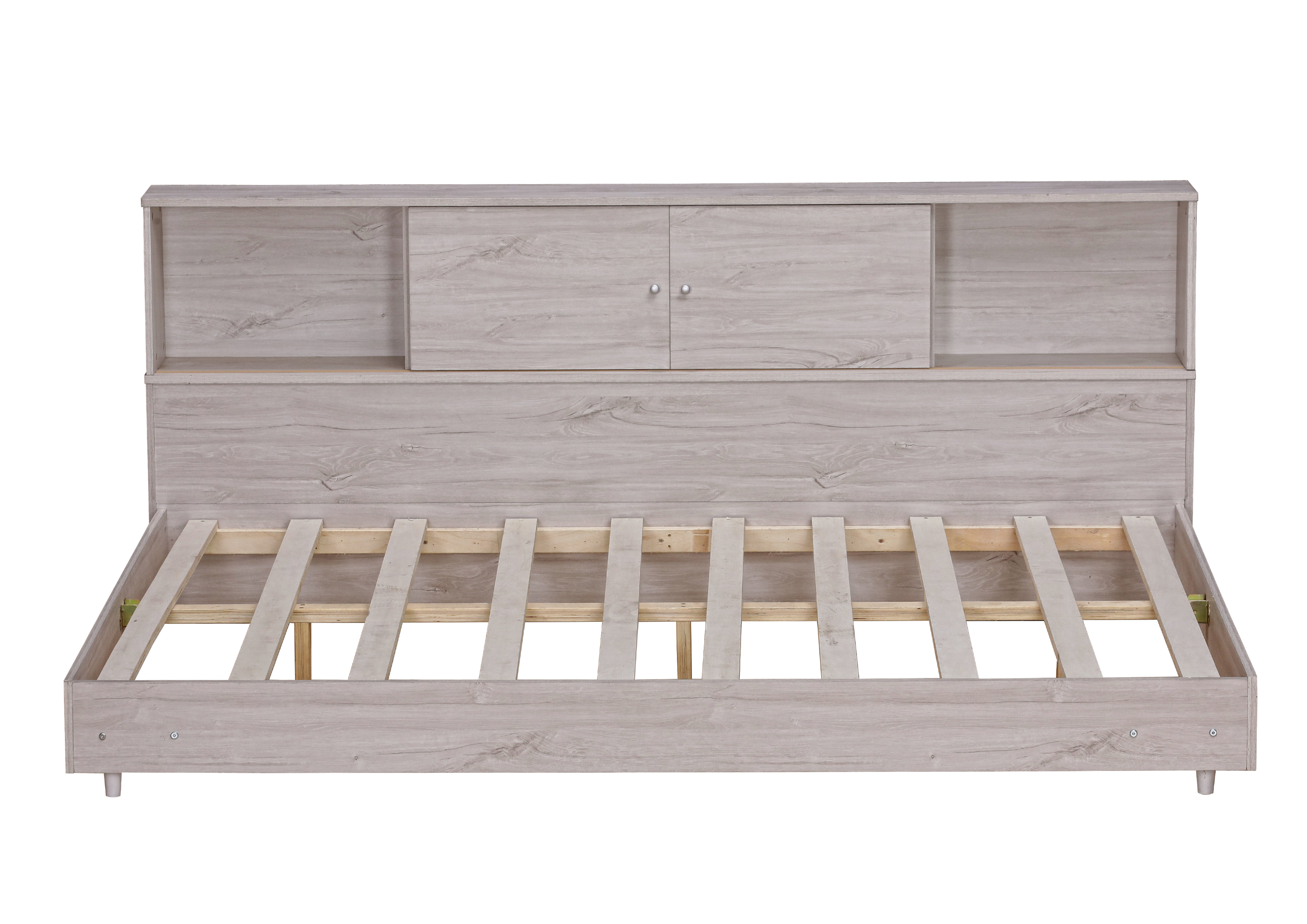 Full Size Daybed Frame with Storage Bookcases,White Oak/Light Oak