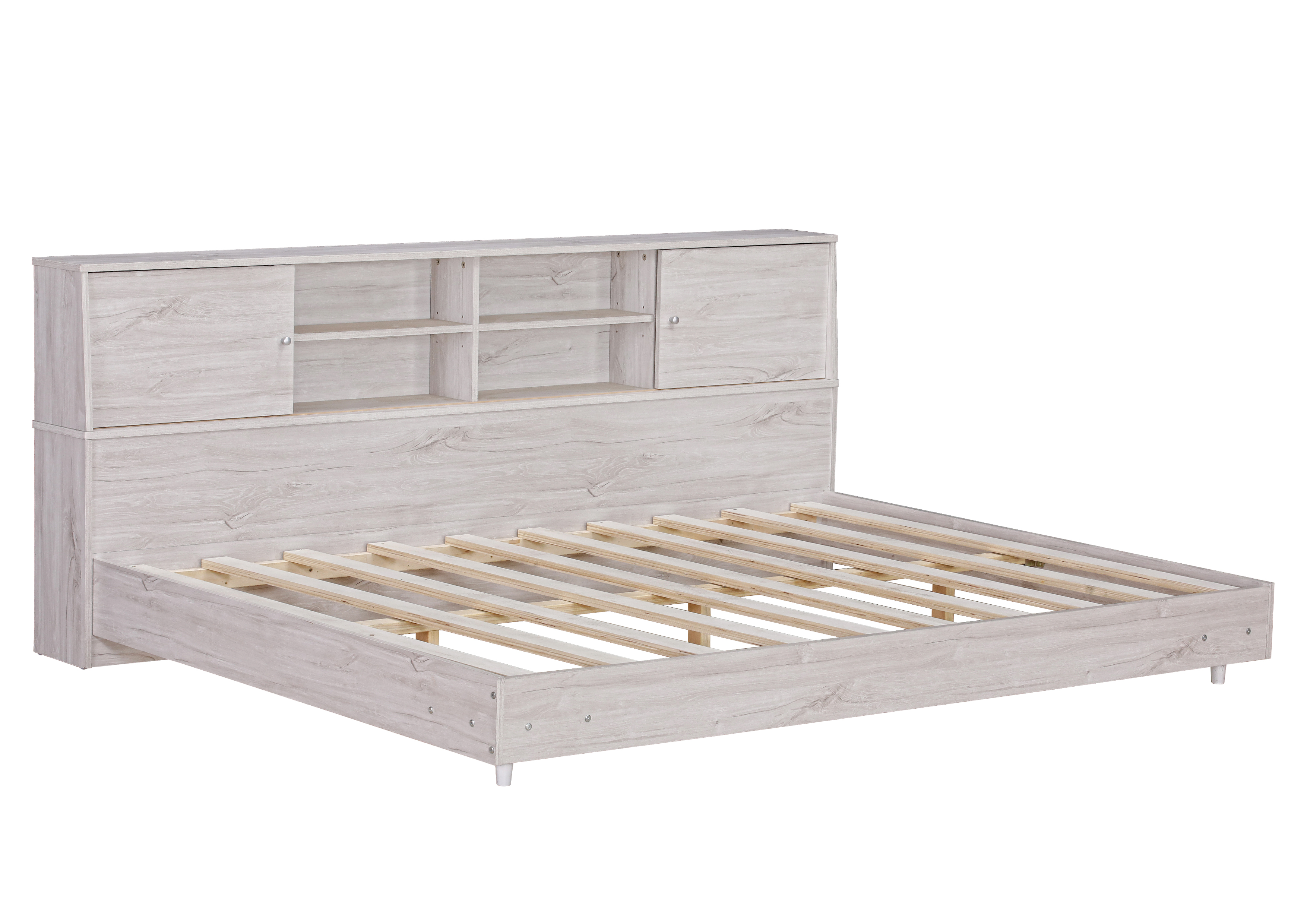 Full Size Daybed Frame with Storage Bookcases,White Oak/Light Oak