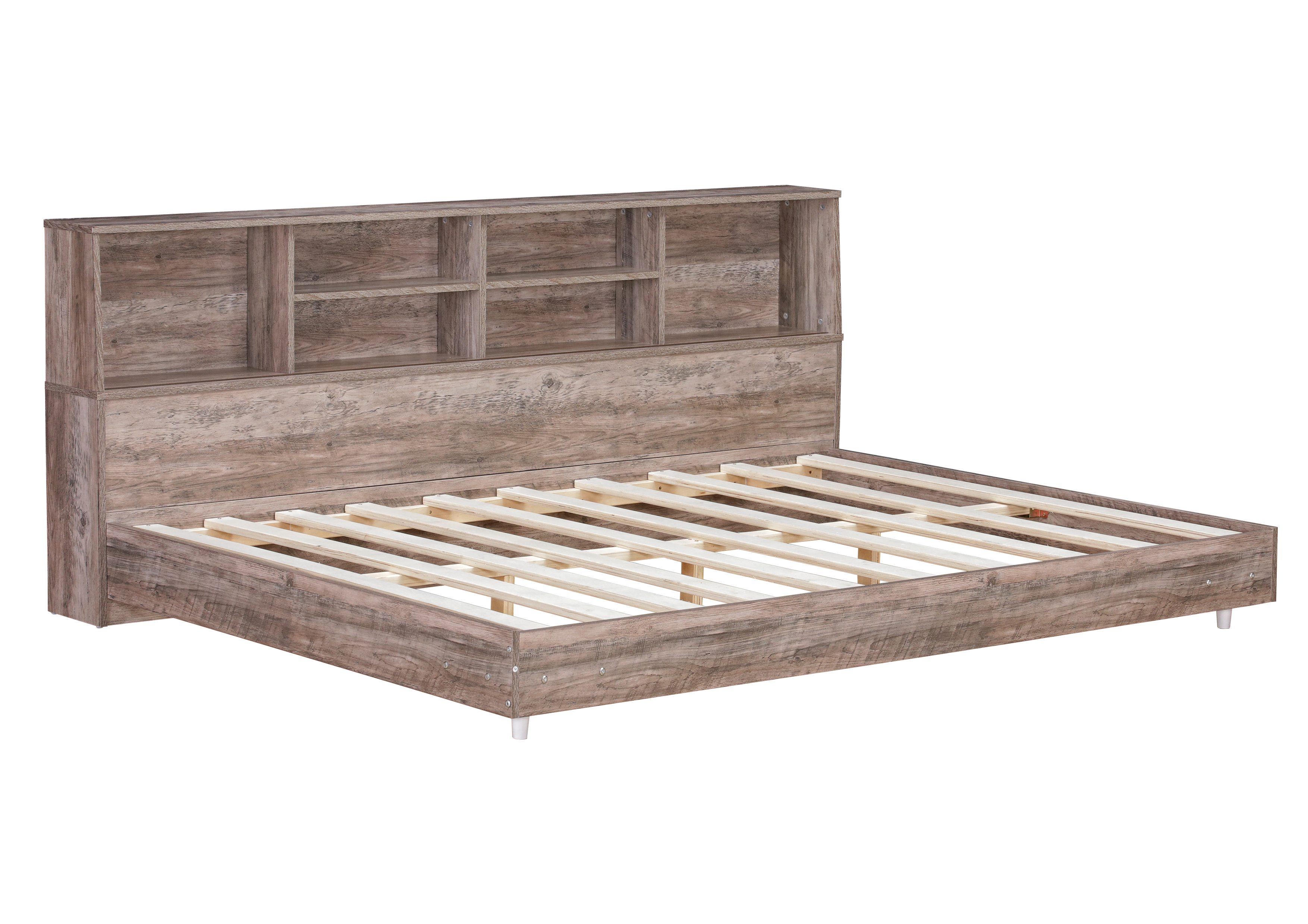 Full Size Daybed Frame with Storage Bookcases,White Oak/Light Oak