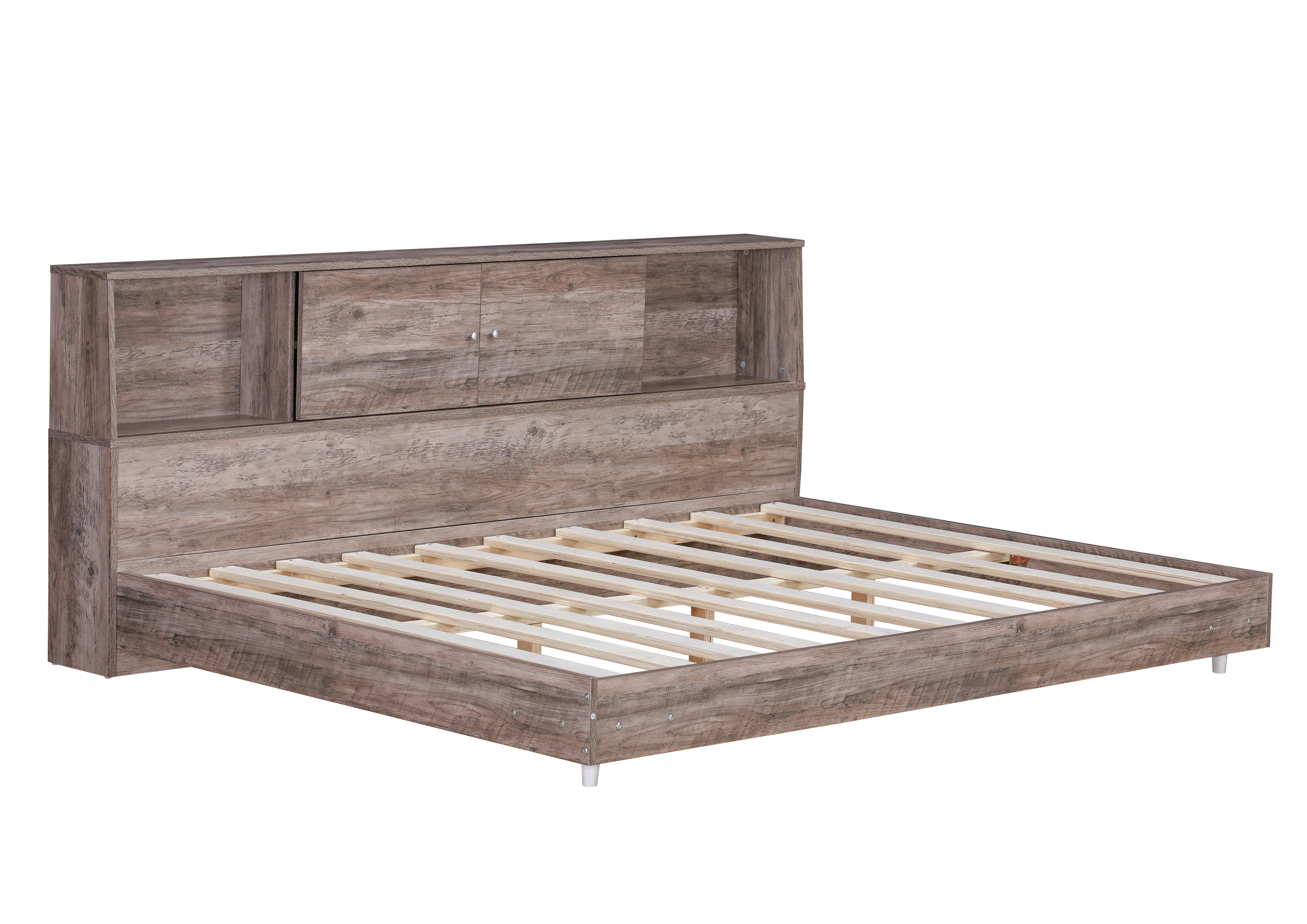 Full Size Daybed Frame with Storage Bookcases,White Oak/Light Oak