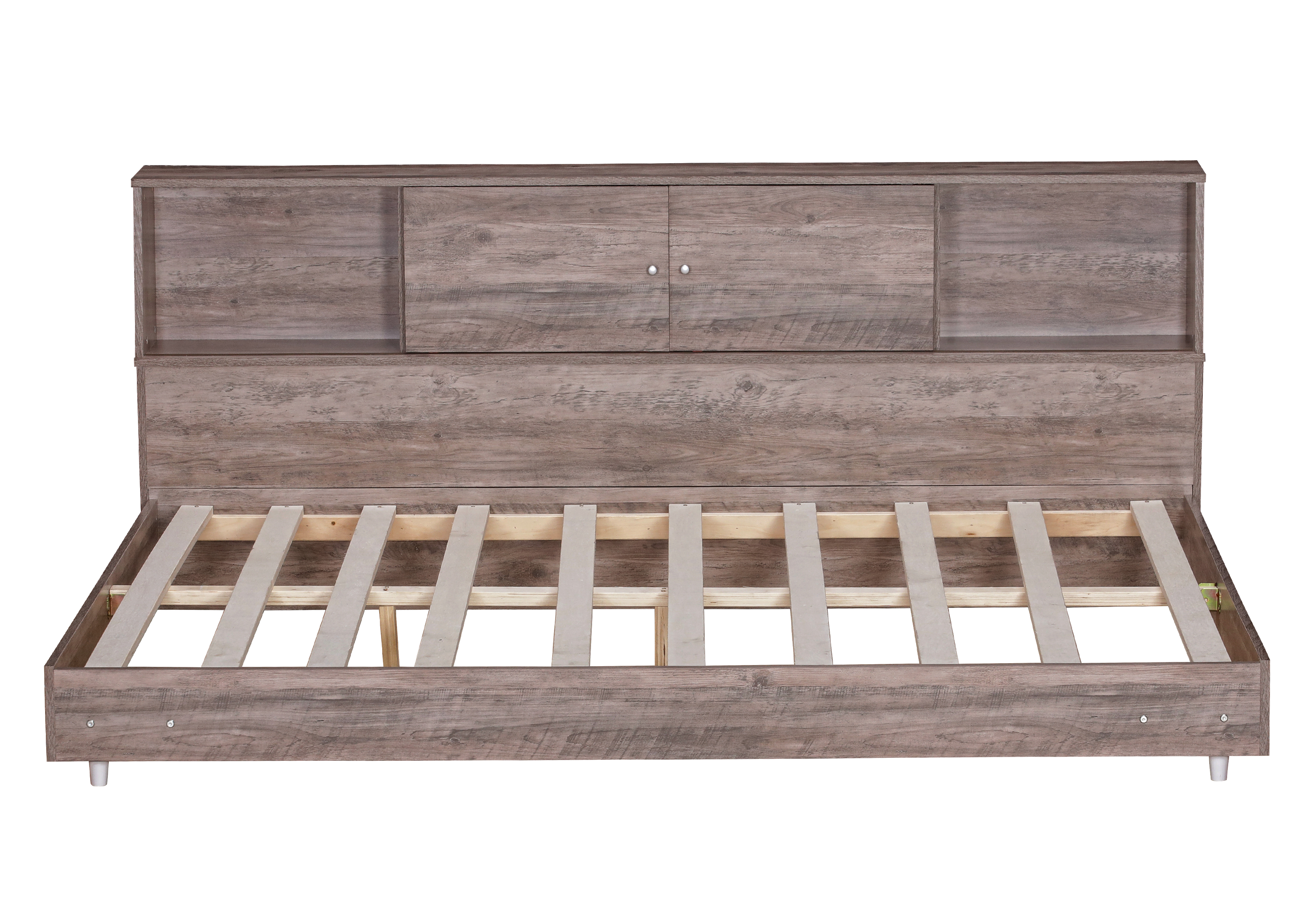 Full Size Daybed Frame with Storage Bookcases,White Oak/Light Oak