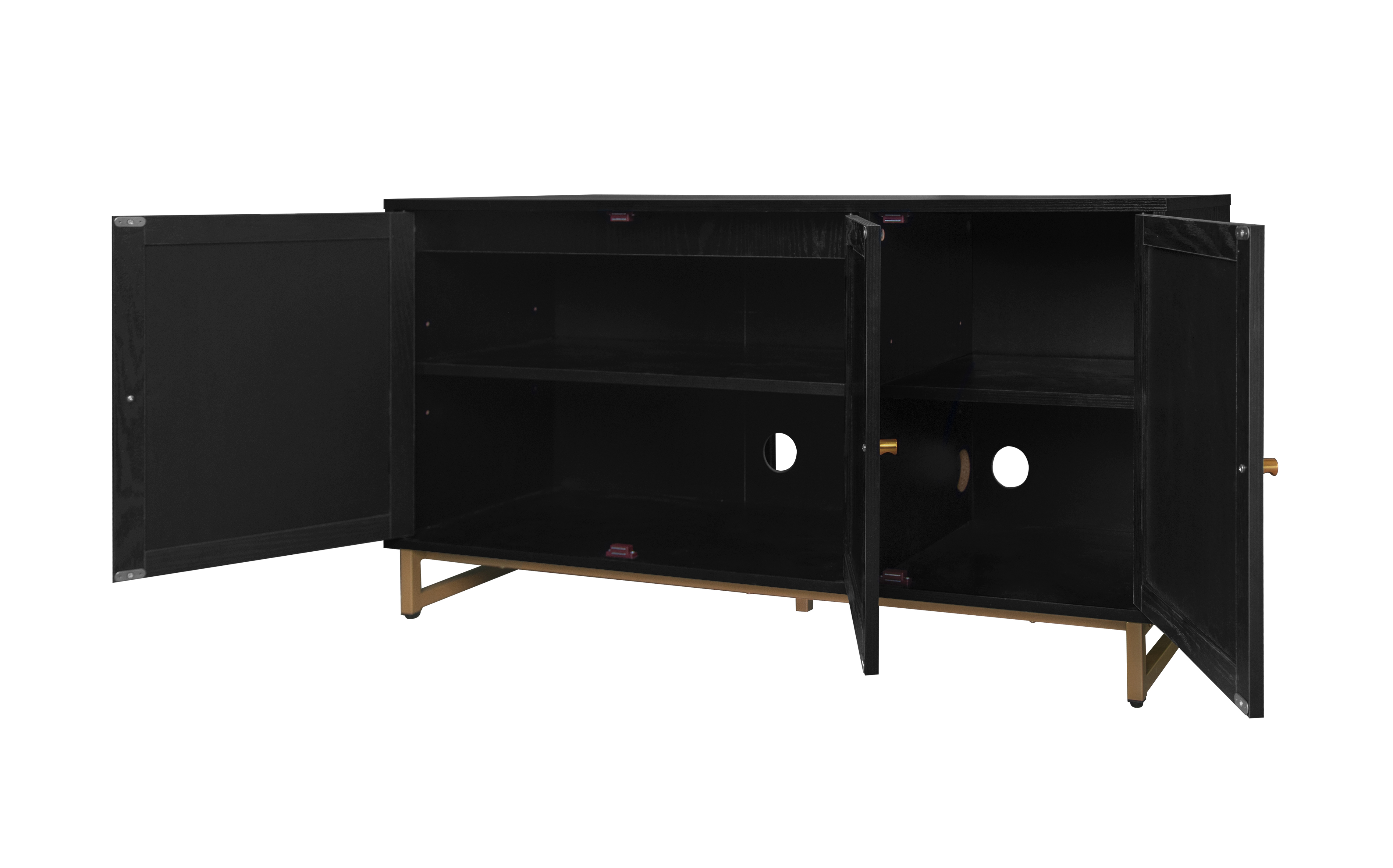 3 Door Cabinet,Sideboard Accent Cabinet, Storage Cabinet for Living Room, Hallway Entryway Kitchen, Natural/Black 