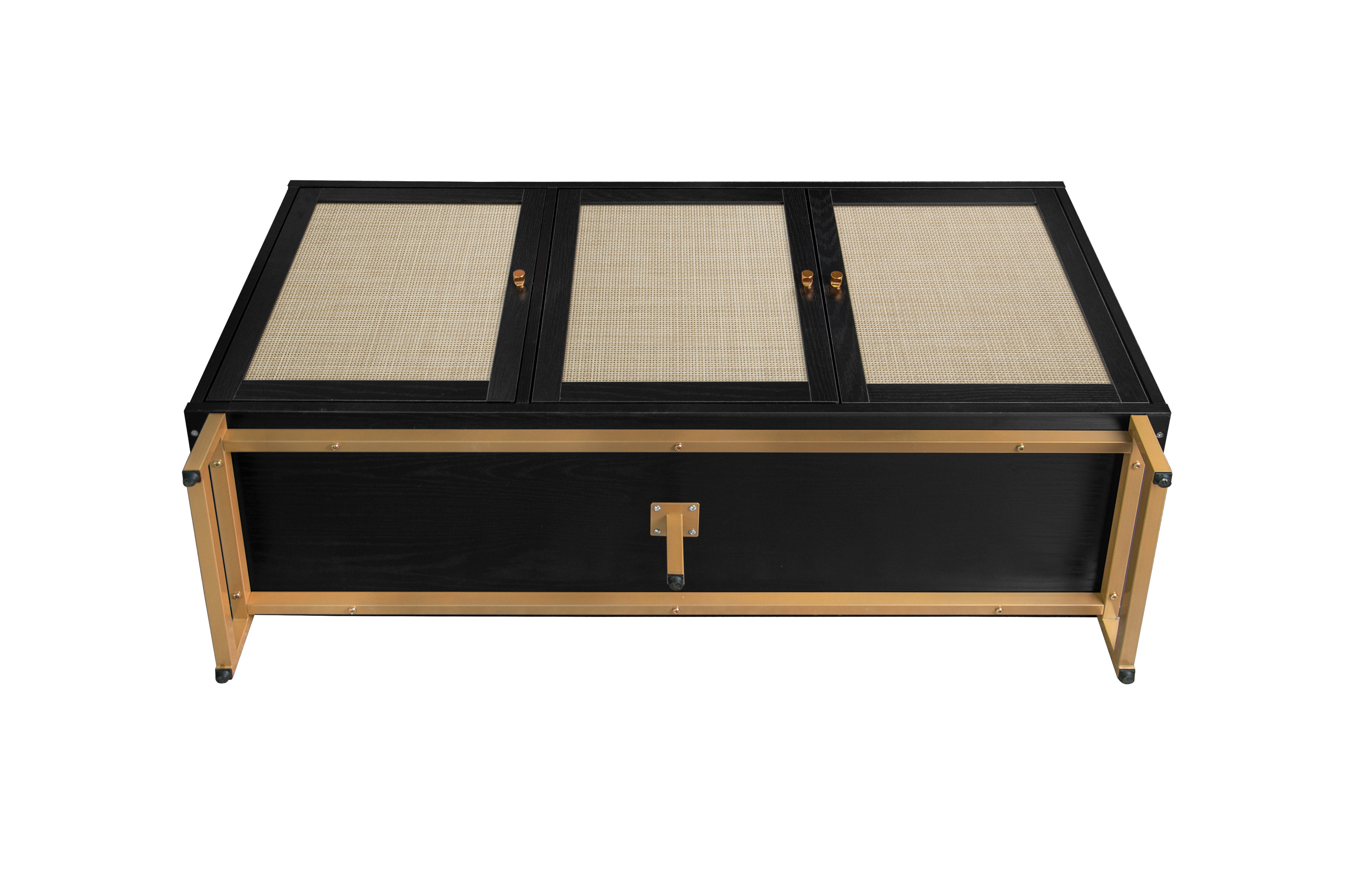 3 Door Cabinet,Sideboard Accent Cabinet, Storage Cabinet for Living Room, Hallway Entryway Kitchen, Natural/Black 