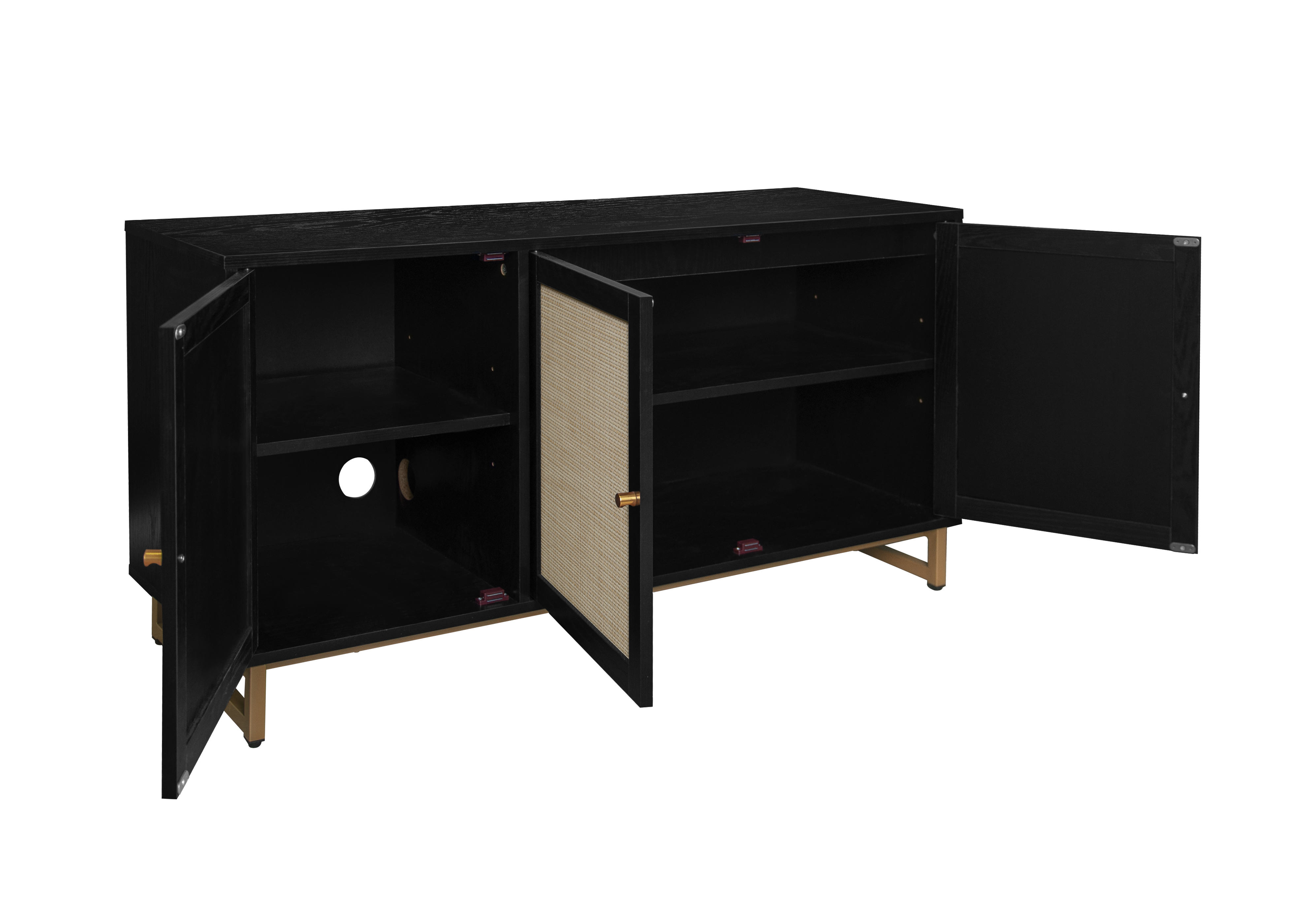 3 Door Cabinet,Sideboard Accent Cabinet, Storage Cabinet for Living Room, Hallway Entryway Kitchen, Natural/Black 