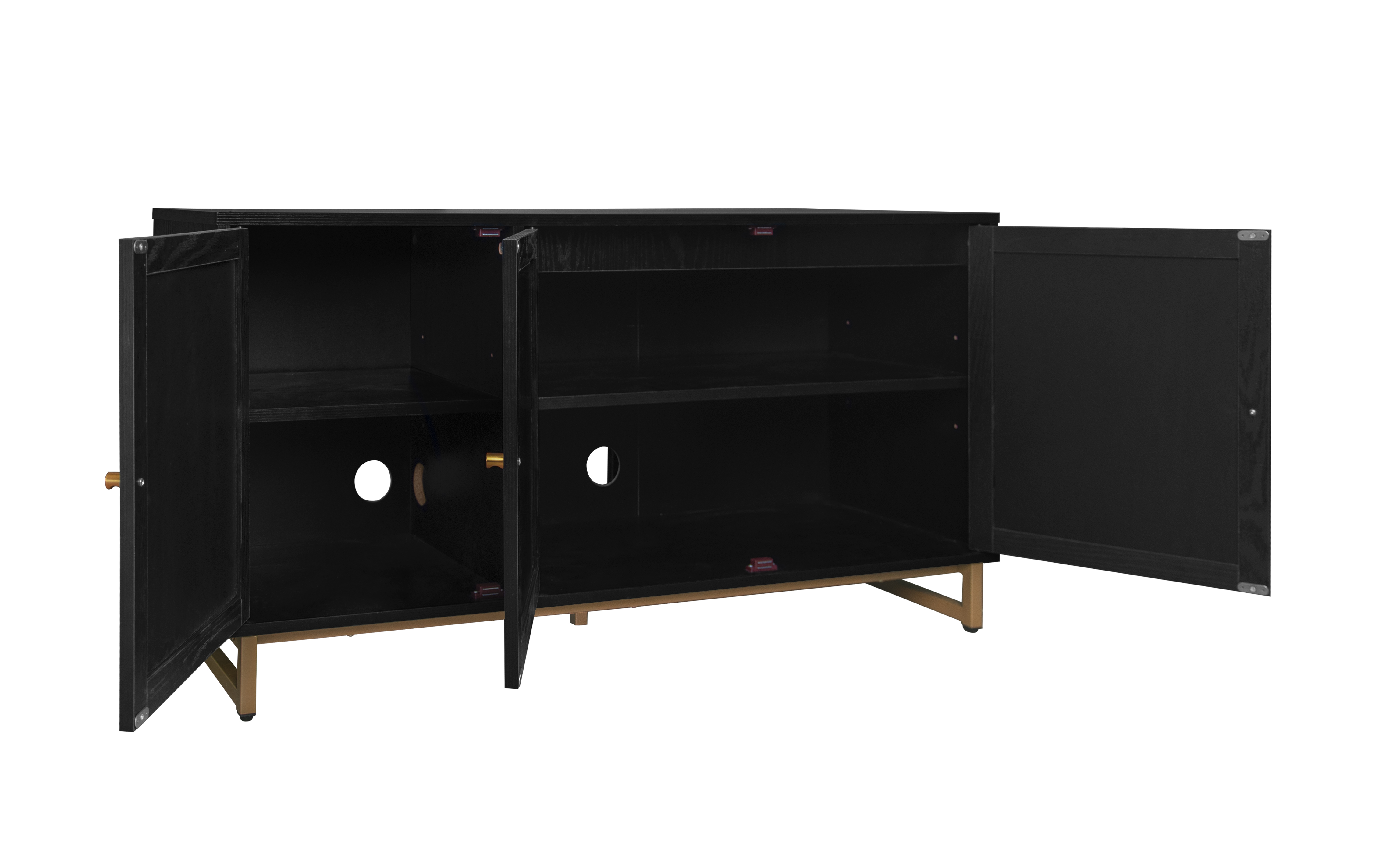 3 Door Cabinet,Sideboard Accent Cabinet, Storage Cabinet for Living Room, Hallway Entryway Kitchen, Natural/Black 