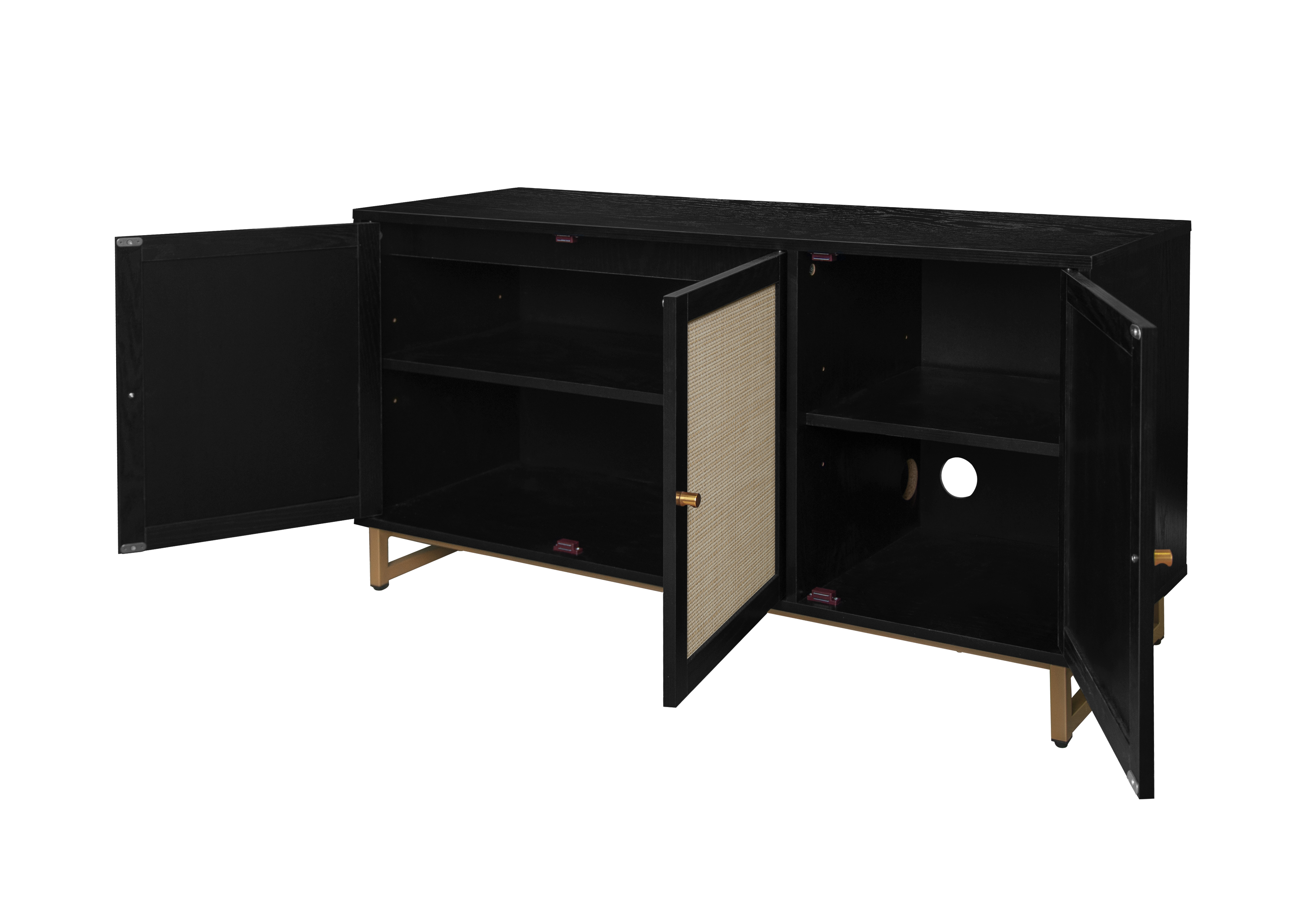 3 Door Cabinet,Sideboard Accent Cabinet, Storage Cabinet for Living Room, Hallway Entryway Kitchen, Natural/Black 