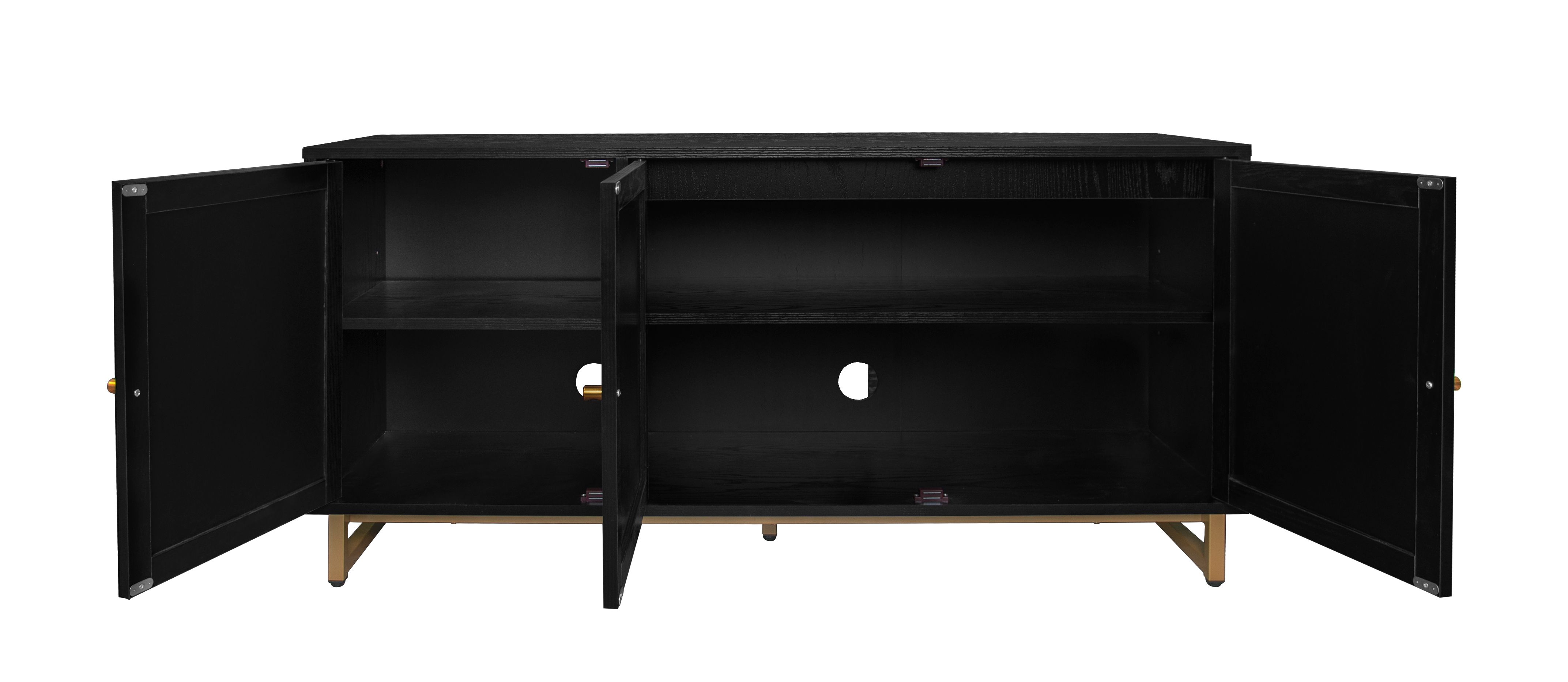 3 Door Cabinet,Sideboard Accent Cabinet, Storage Cabinet for Living Room, Hallway Entryway Kitchen, Natural/Black 