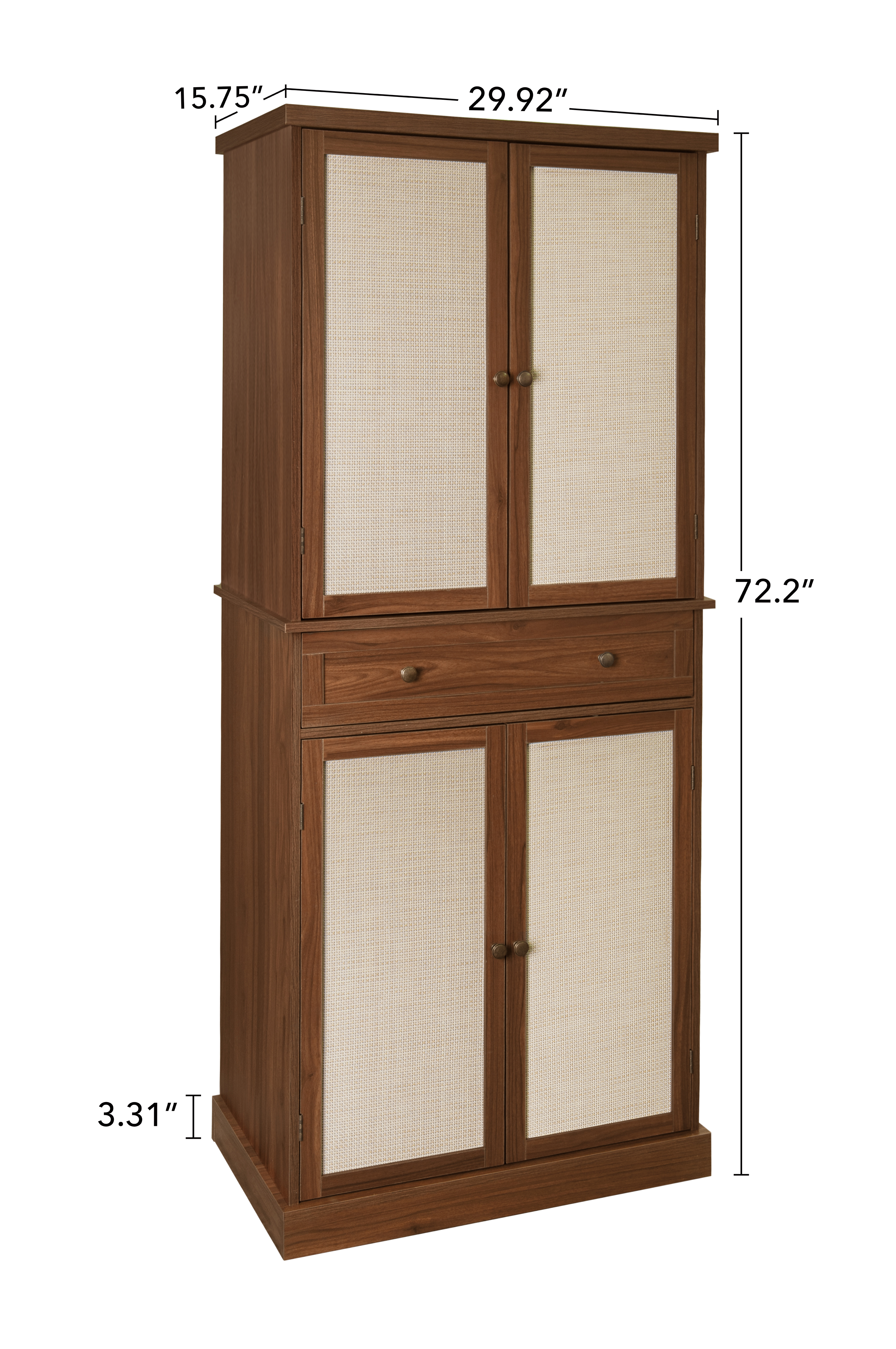 4 Door Cabinet with 1 Drawer, with 4 Adjustable Inner Shelves, Storage Cabinet