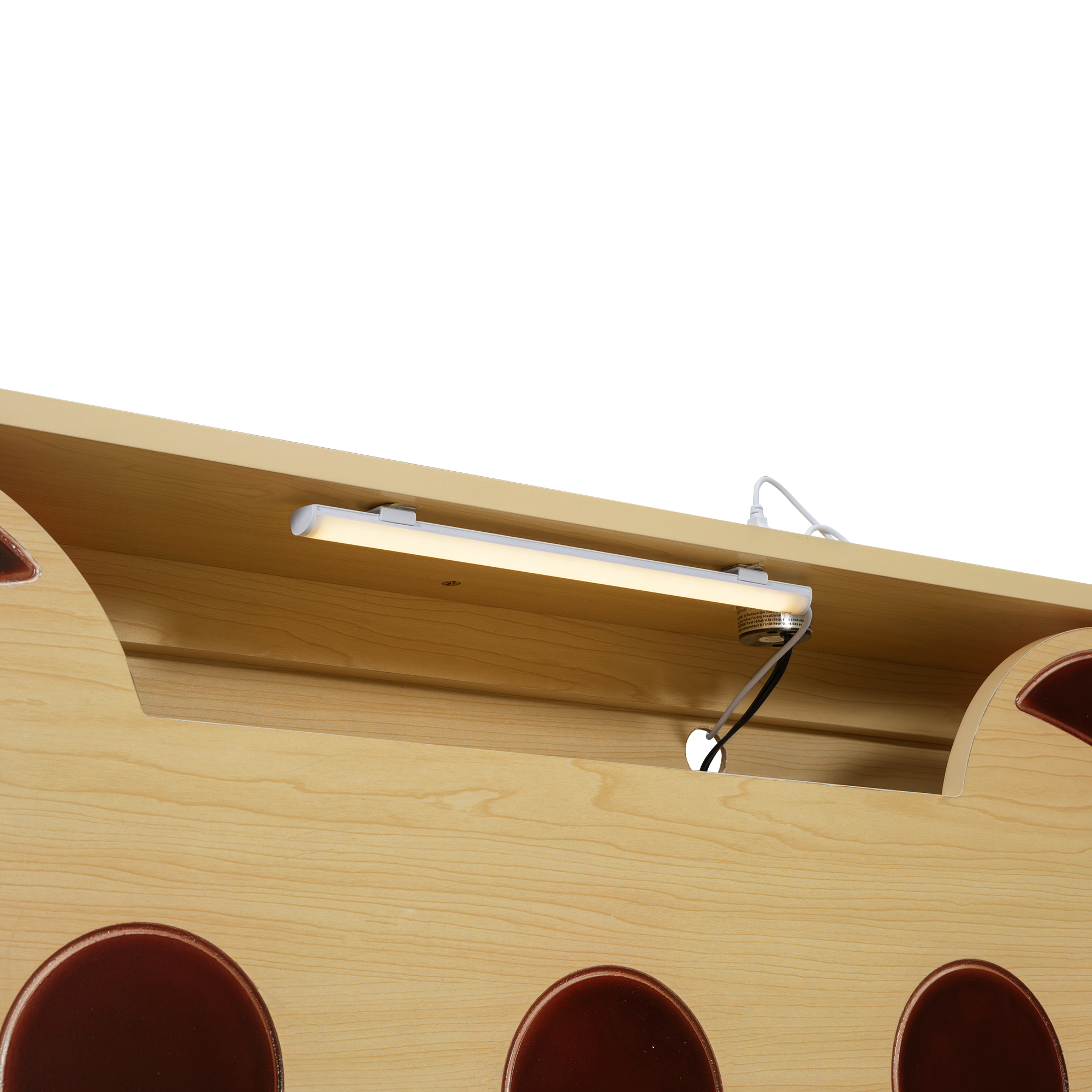 Full/Twin Size Car Bed with Bear-Shaped Headboard, USB and LED, Natural 