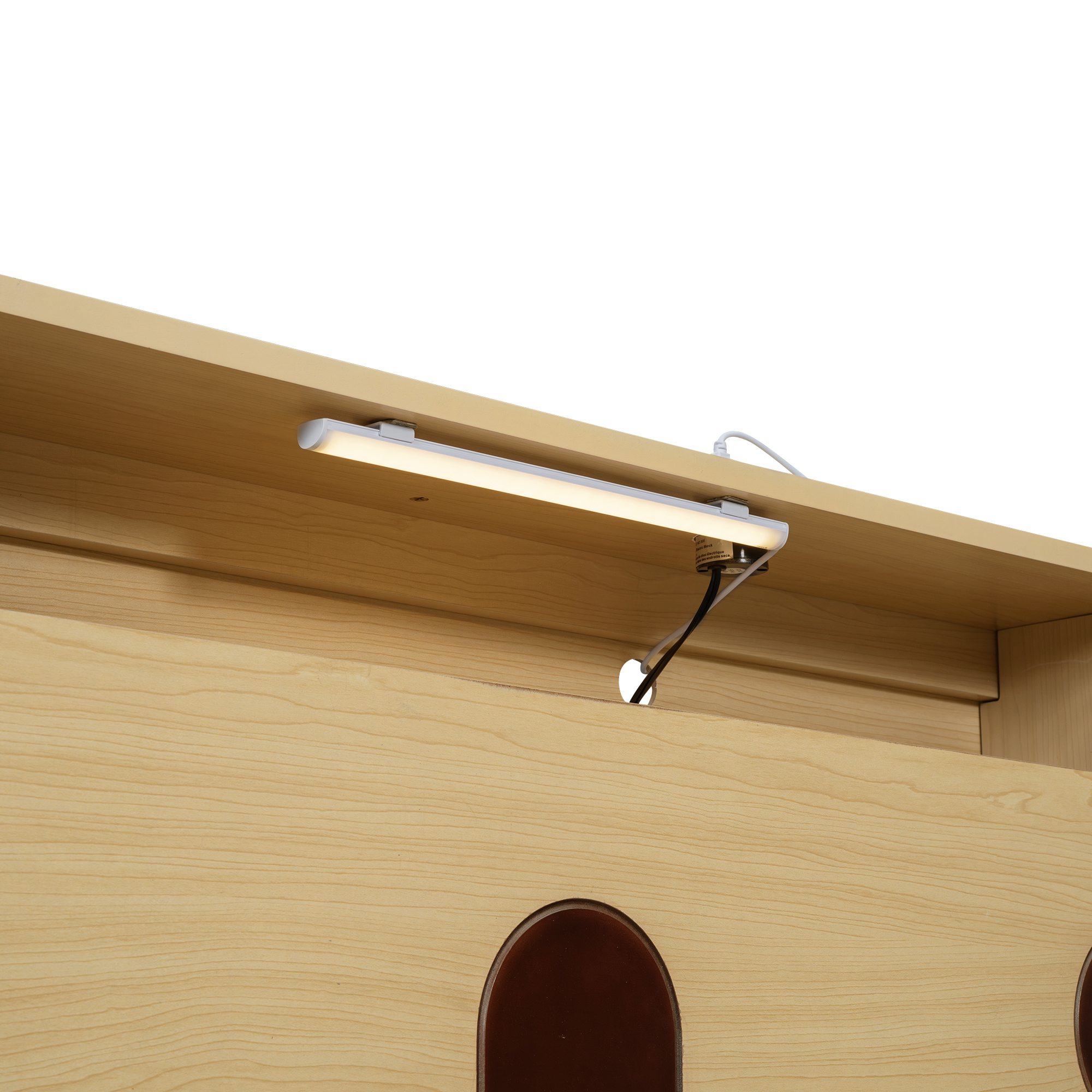 Full/Twin Size Car Bed with Bear-Shaped Headboard, USB and LED, Natural 