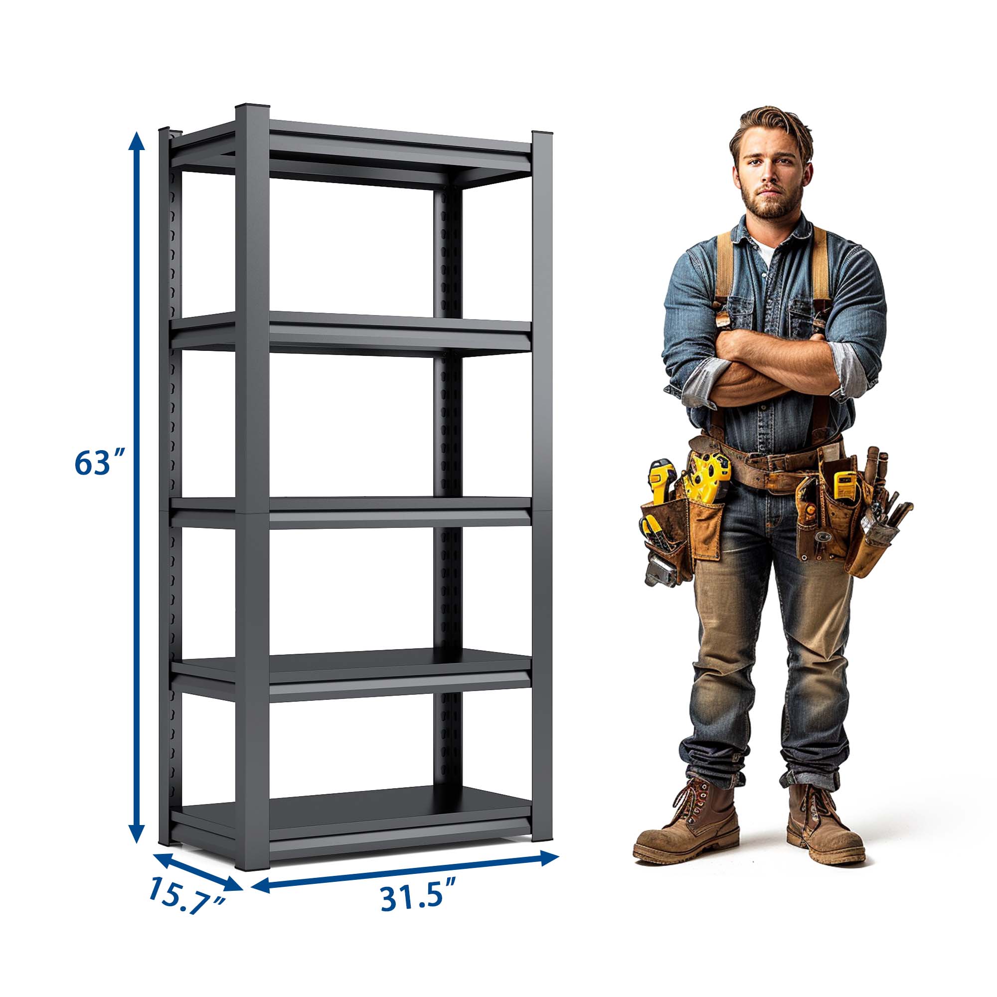 5 Tier Metal Shelves for Storage Garage Shelving 2000LBS Heavy Duty Storage Shelves Adjustable Garage Shelf Industrial Shelving Unit Storage Utility Rack