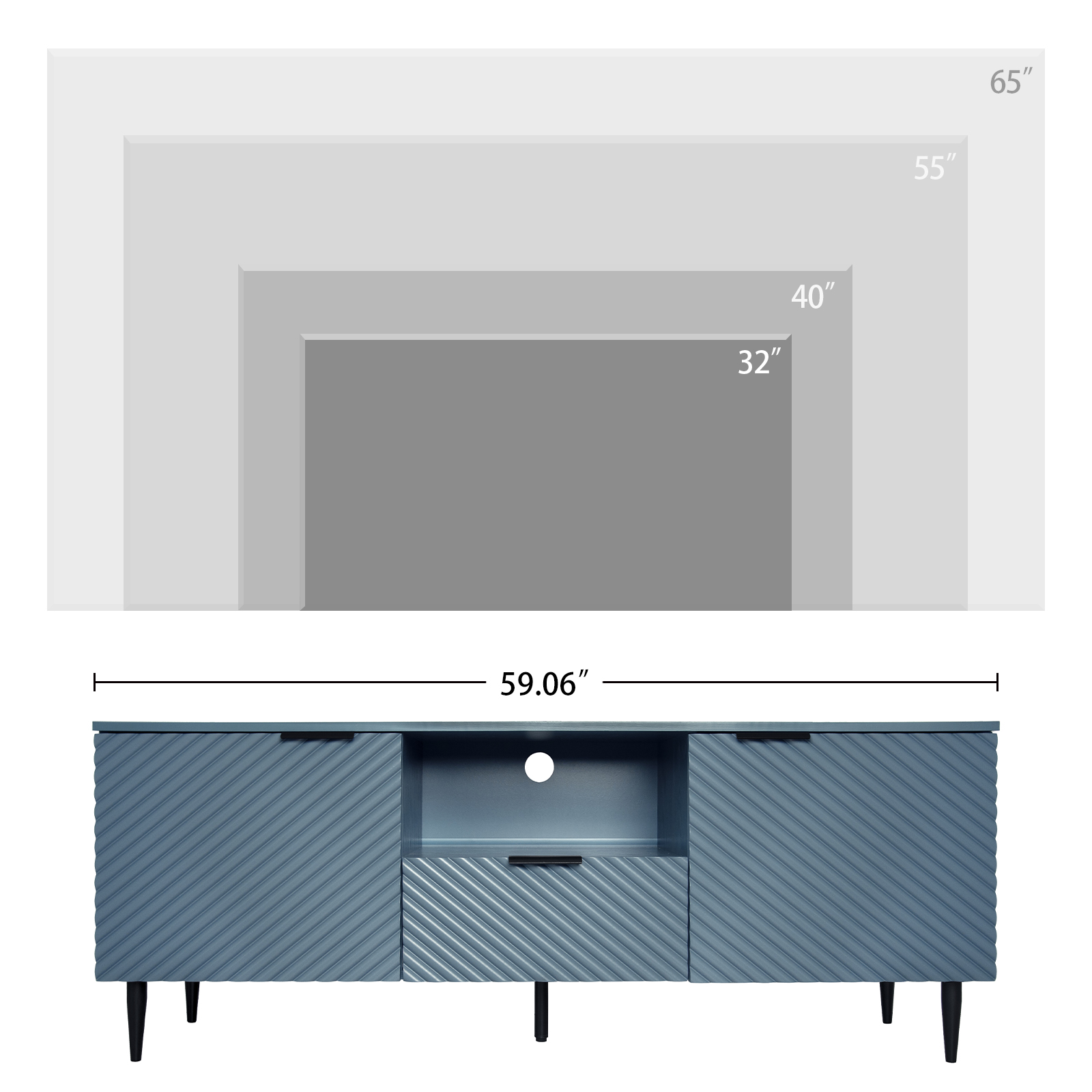 TV Stand with Solid Ion Feet, TV Console Table for Living Room, Bedroom