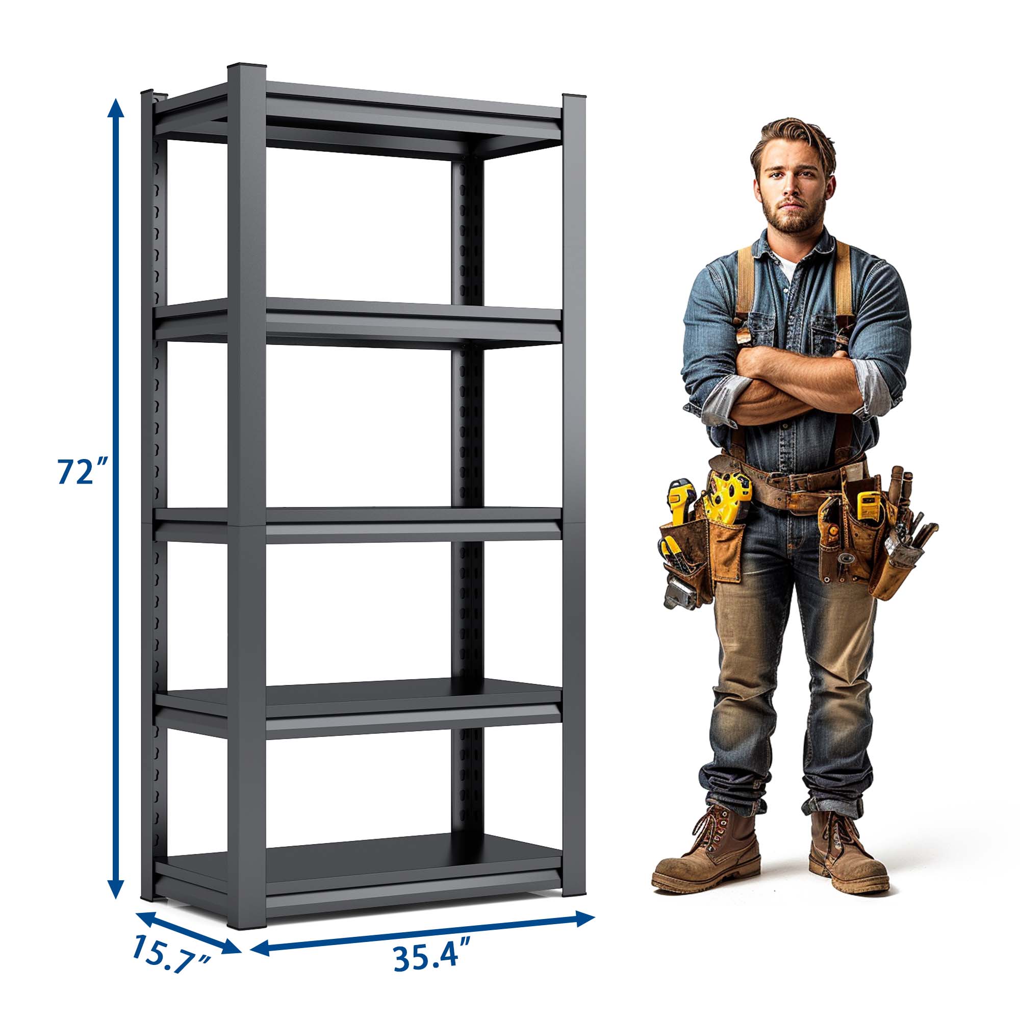 5 Tier Metal Shelves for Storage Garage Shelving 2000LBS Heavy Duty Storage Shelves Adjustable Garage Shelf Industrial Shelving Unit Storage Utility Rack