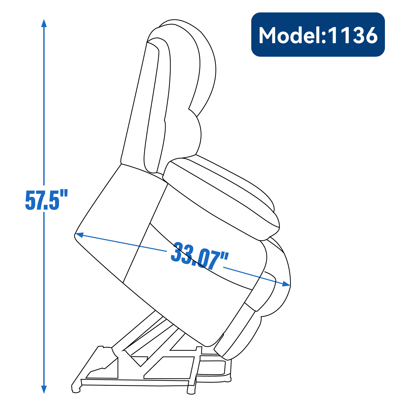 23" Seat Width and High Back Large Size Chenille Power Lift Recliner Chair with 8-Point Vibration Massage and Lumbar Heating, Brown/Beige/Blue