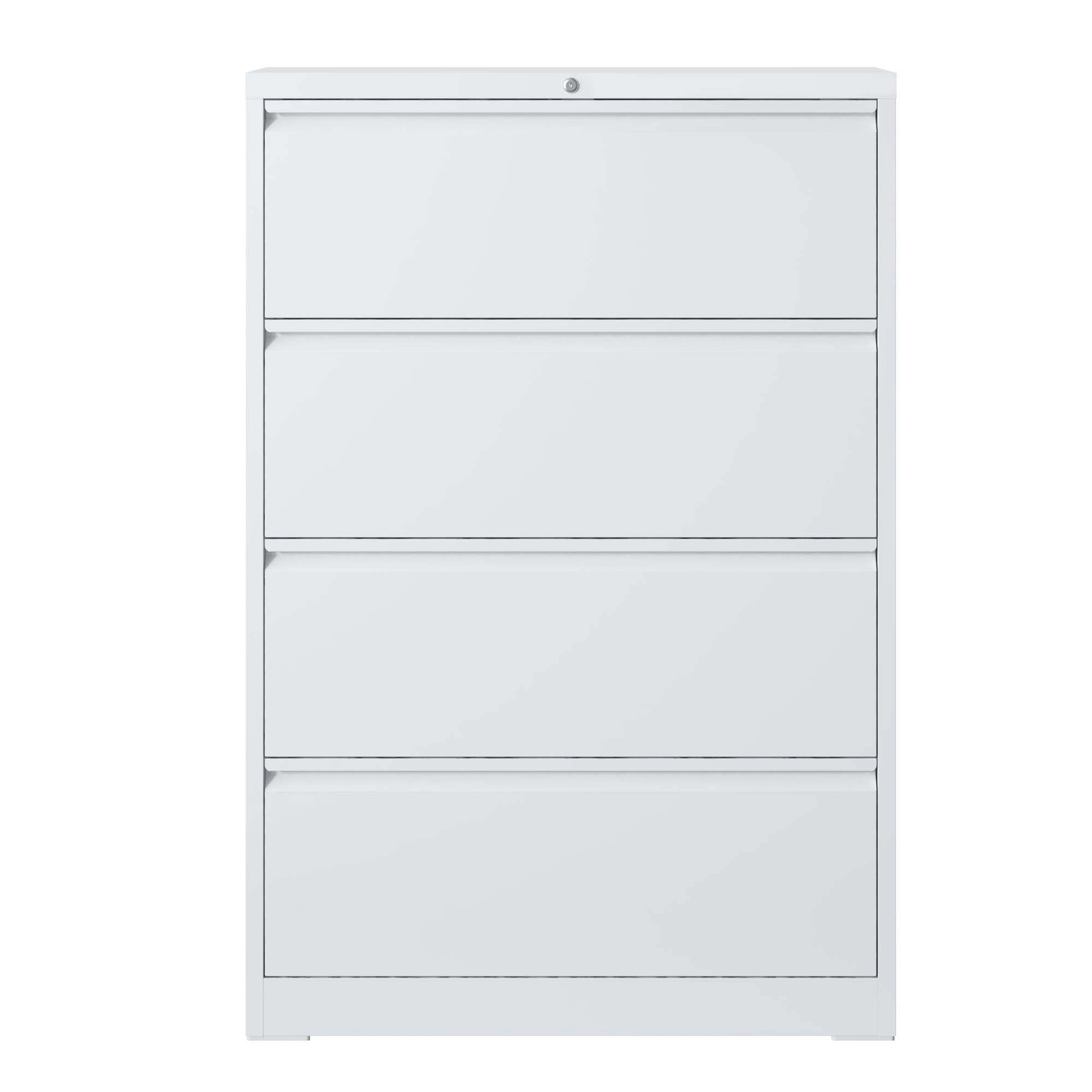 Lateral File Cabinet 4 Drawer, Black/White Filing Cabinet with Lock, Lockable File Cabinet for Home Office, Locking Metal File Cabinet for Legal/Letter/A4/F4 Size
