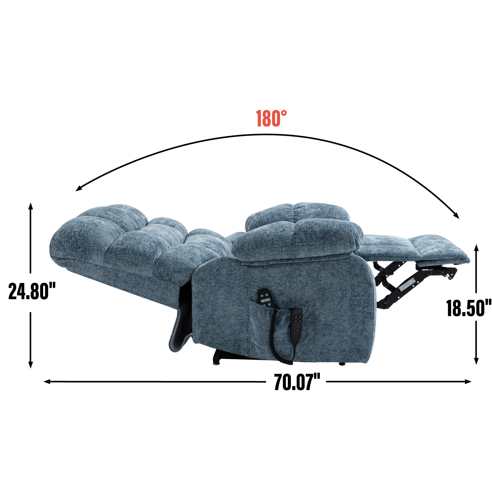 Lift Recliner Chair Heat Massage Dual Motor Infinite Position Up to 350 LBS Large Electric Power Lift Recliners with Power-Remote, Medium-firm and Heavy duty, Blue/Grey