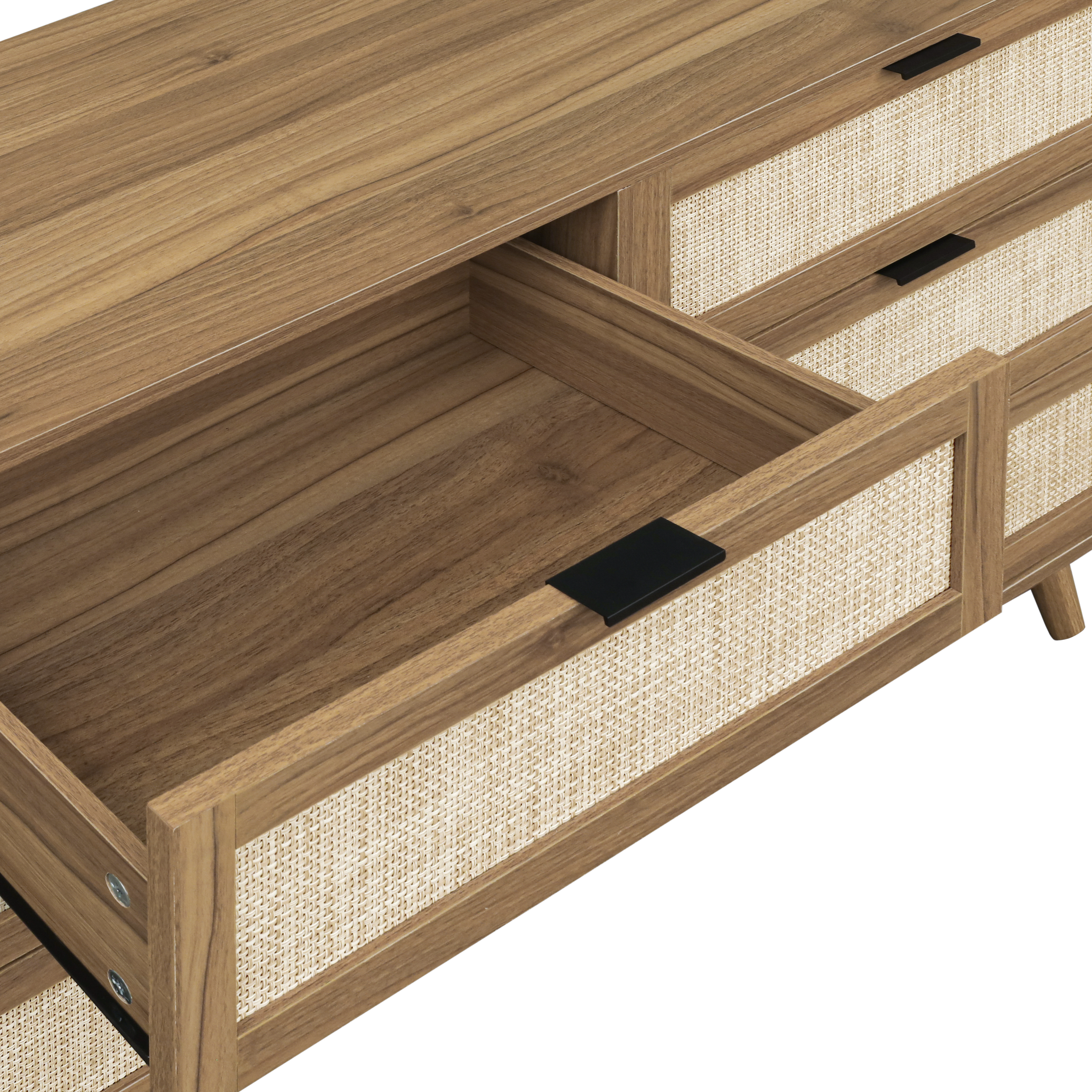 Modern 6 Drawer Dresser Wood Cabinet (Walnut) 