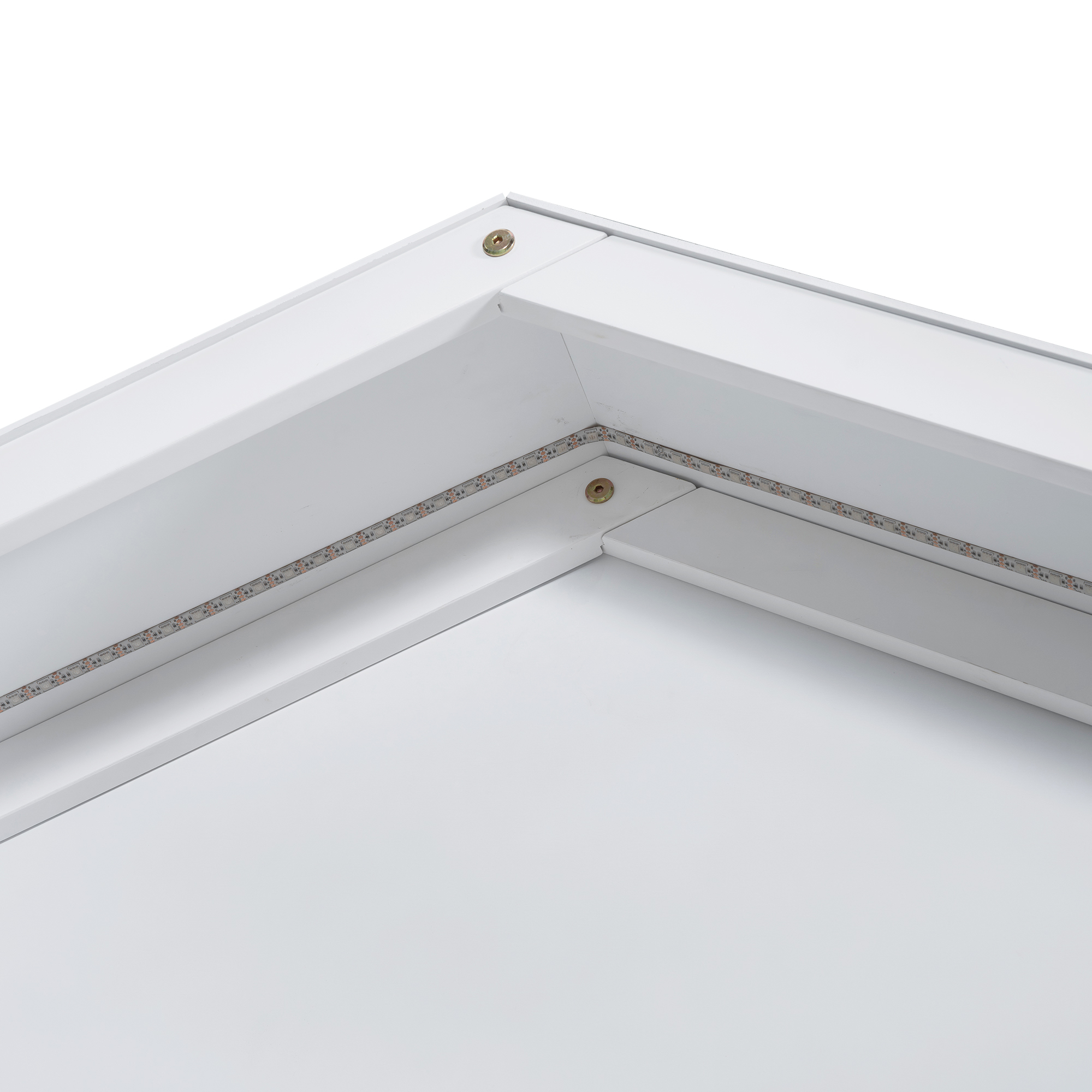 Wood Full/Twin Size Platform Bed with House-shaped Storage Headboard and Built-in LED, White /Pink