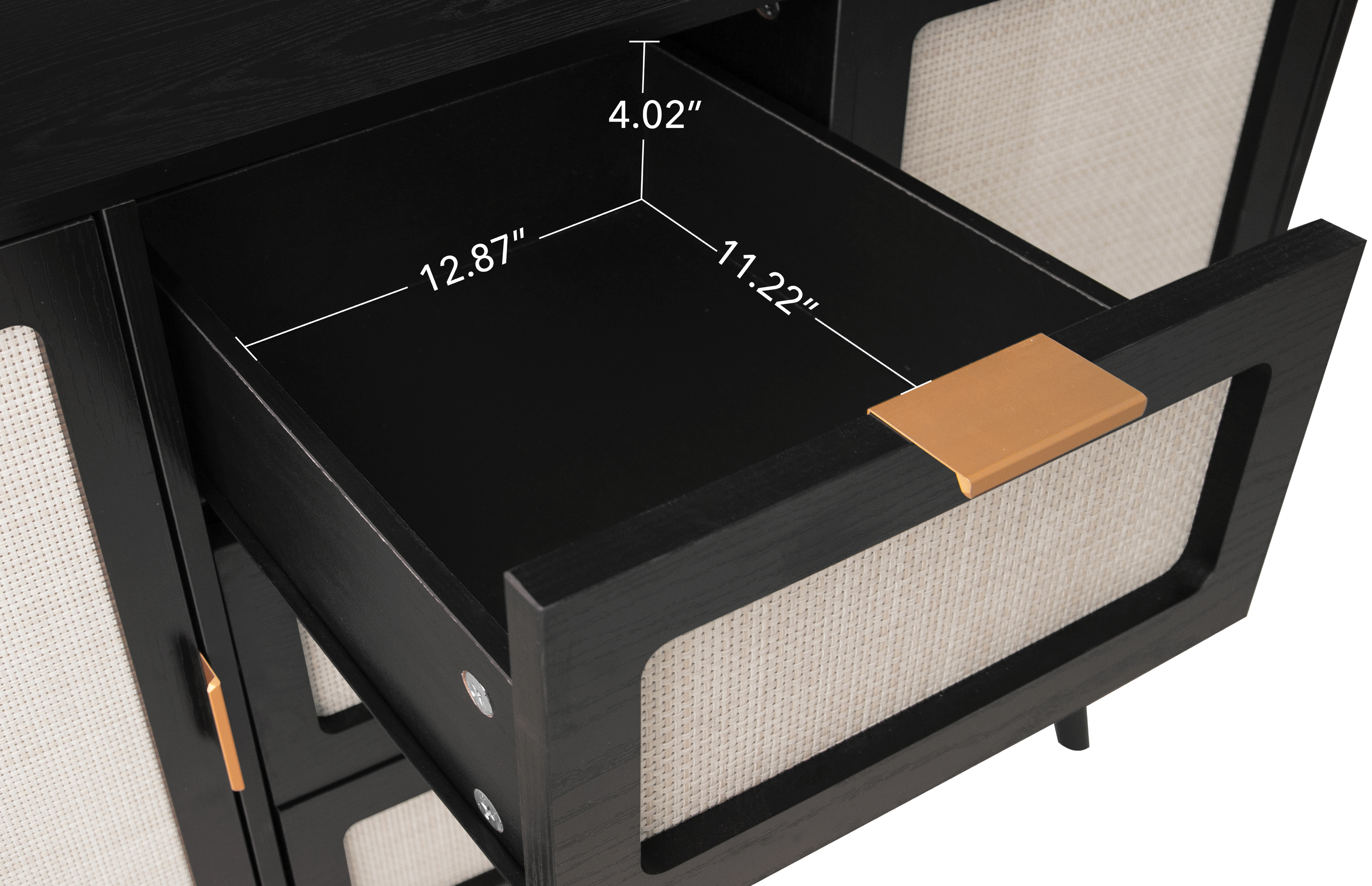 2 Door 3 Drawer Cabinet, Accent Storage Cabinet, Suitable for Living Room, Bedroom, Dining Room, Study,   Black/Walnut 