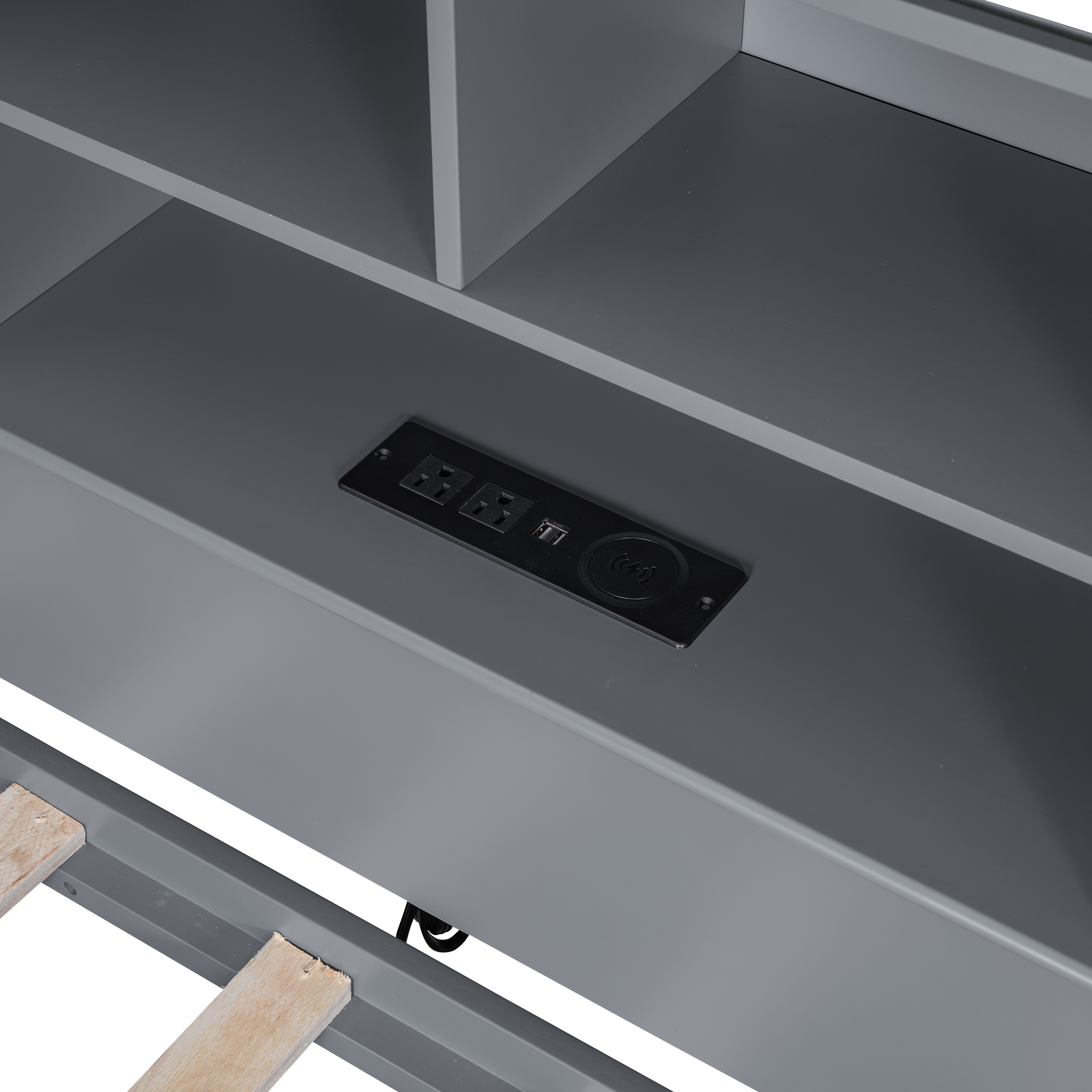 Twin Size Wood Daybed with Multi-Storage Shelves, Charging Station and 3 Drawers, Antique White/Gray