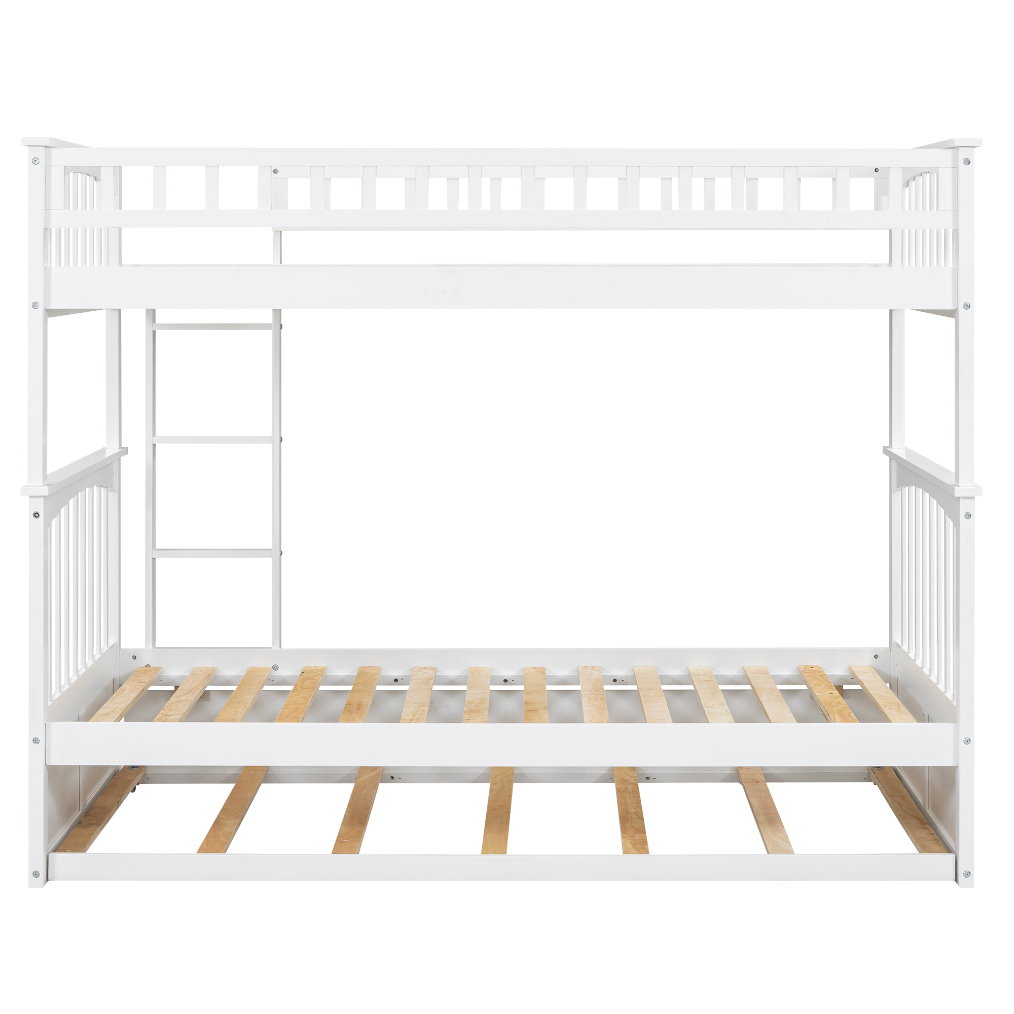 Twin over Twin Bunk Bed with Twin Size Trundle, Convertible Beds, Gray/White