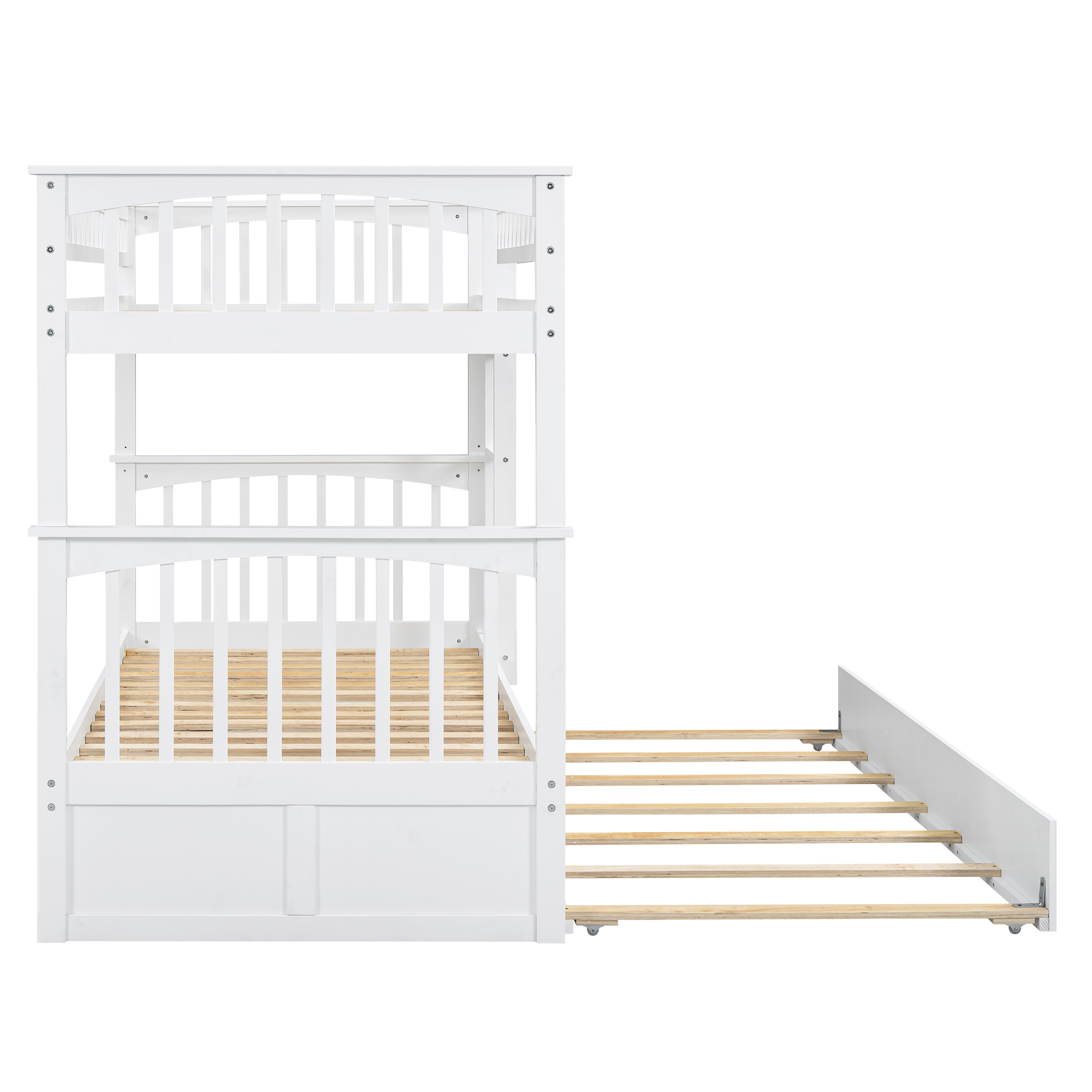 Twin over Twin Bunk Bed with Twin Size Trundle, Convertible Beds, Gray/White