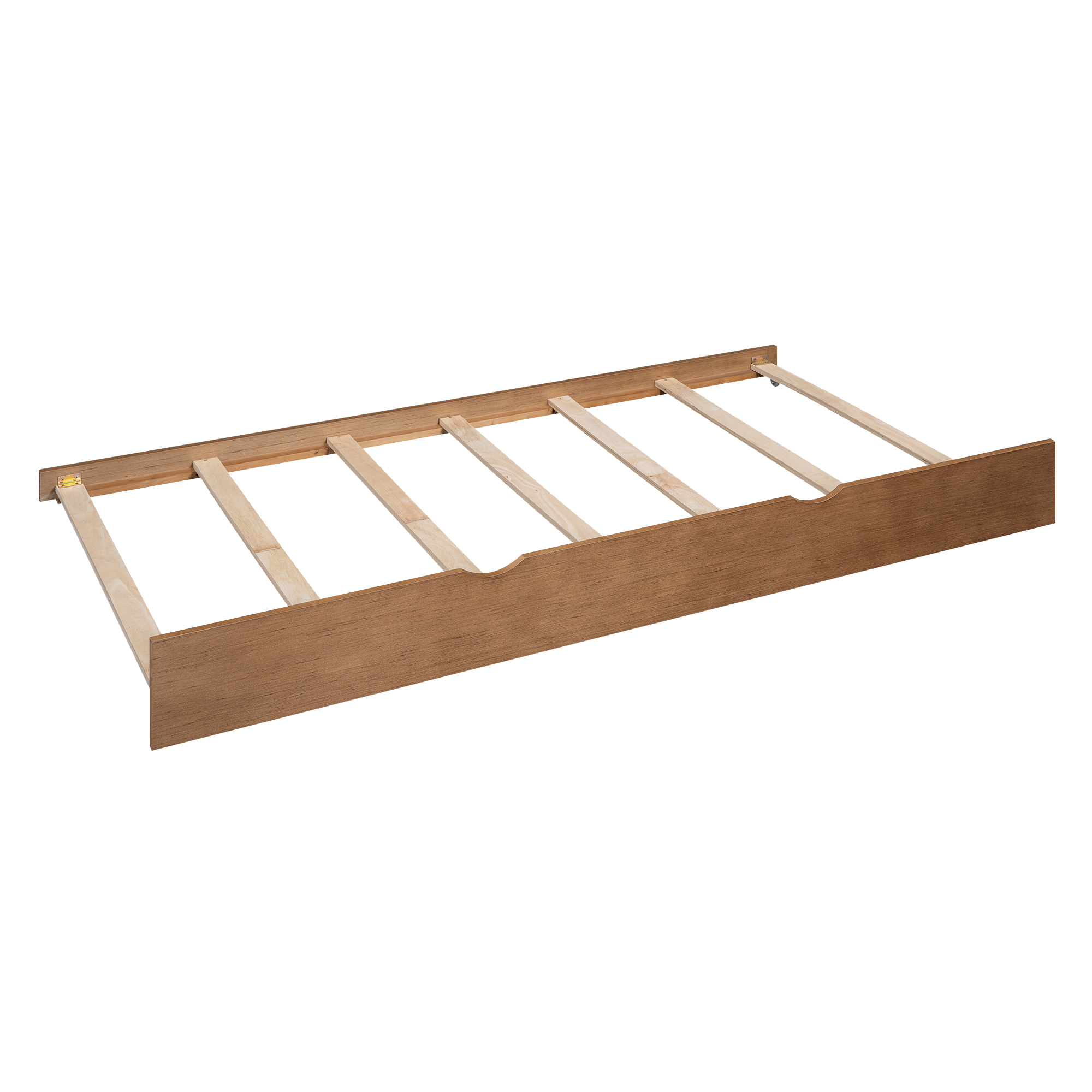 Boyel Living Full Size Platform Bed with Storage Headboard and Twin Size Trundle, White/Walnut 