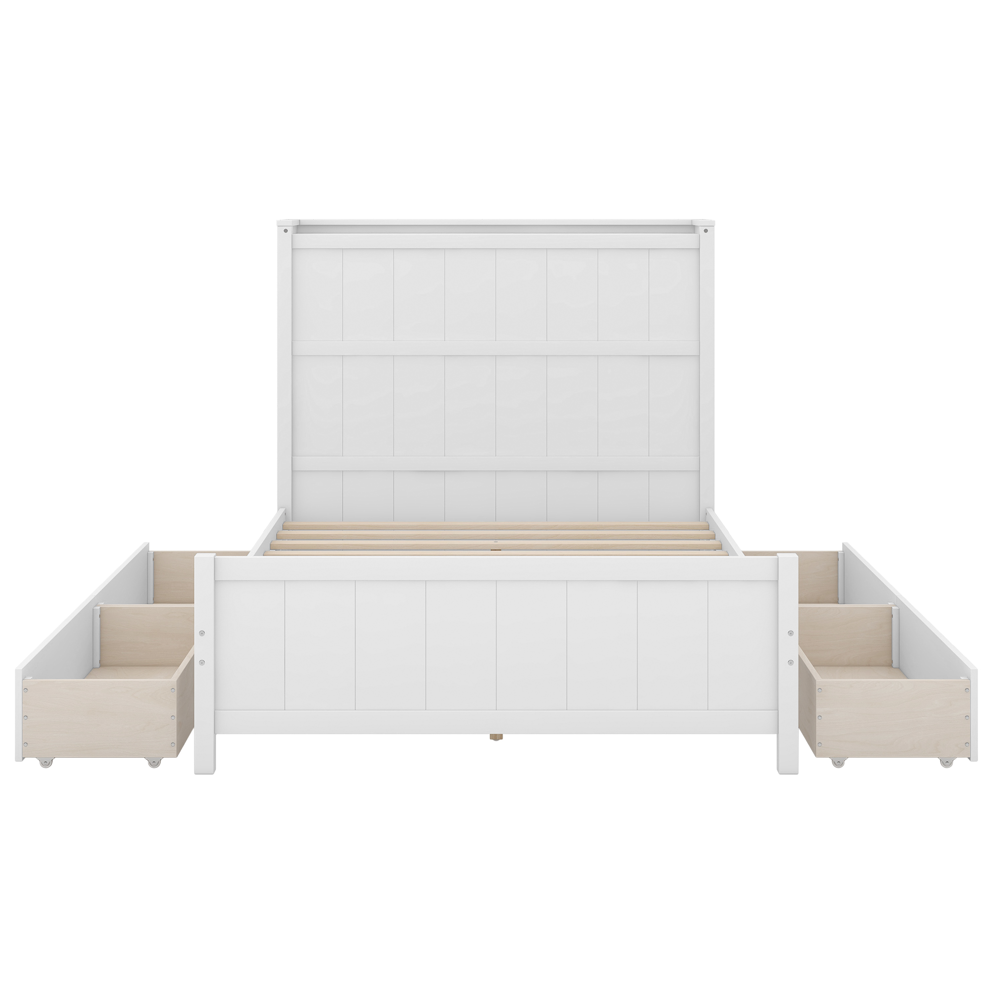  Boyel Living Full Size Platform Bed with Drawers and Storage Shelves, White/Gray