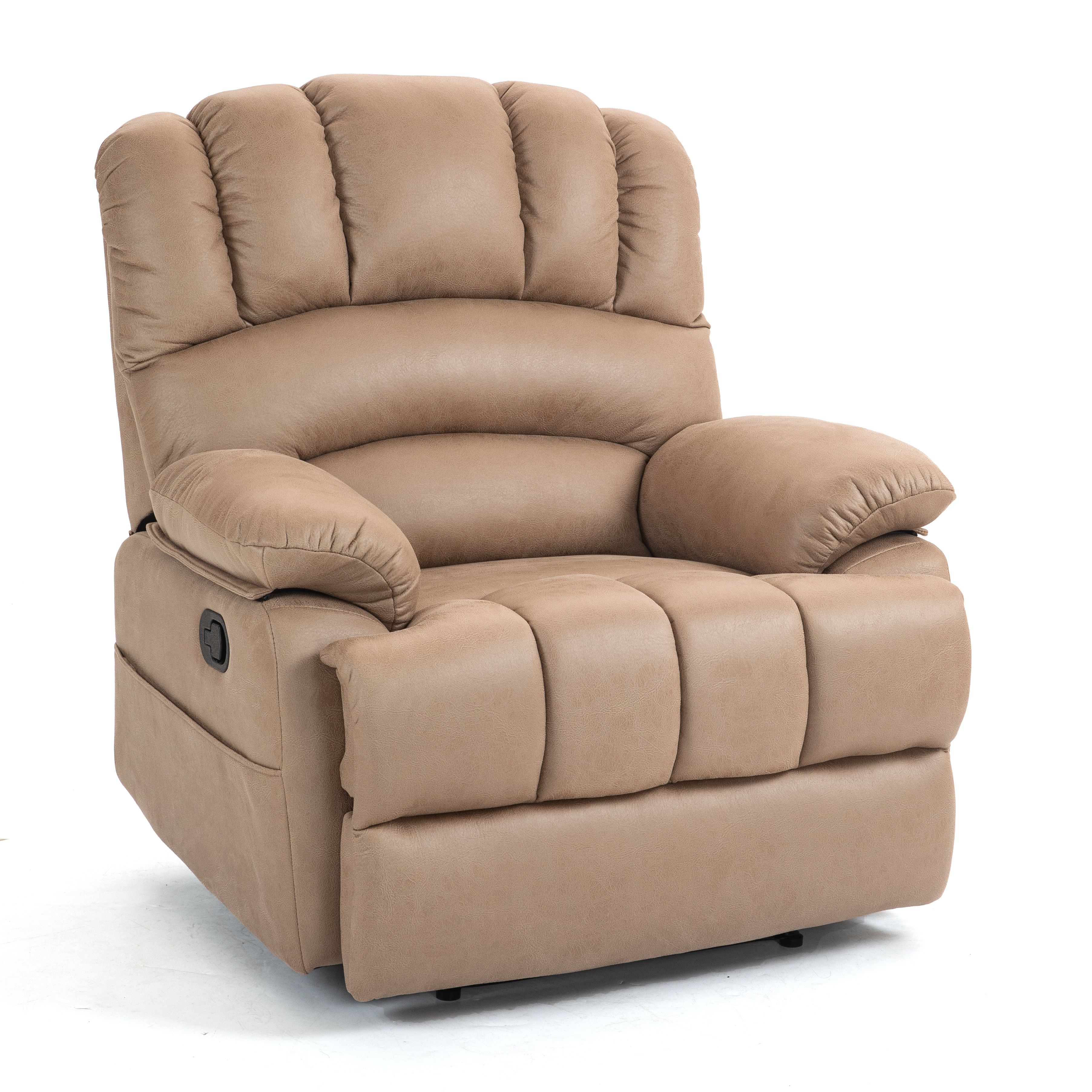Large Manual Recliner Chair in Fabric for Living Room, Beige/Dark Gray/Yellow/Grey