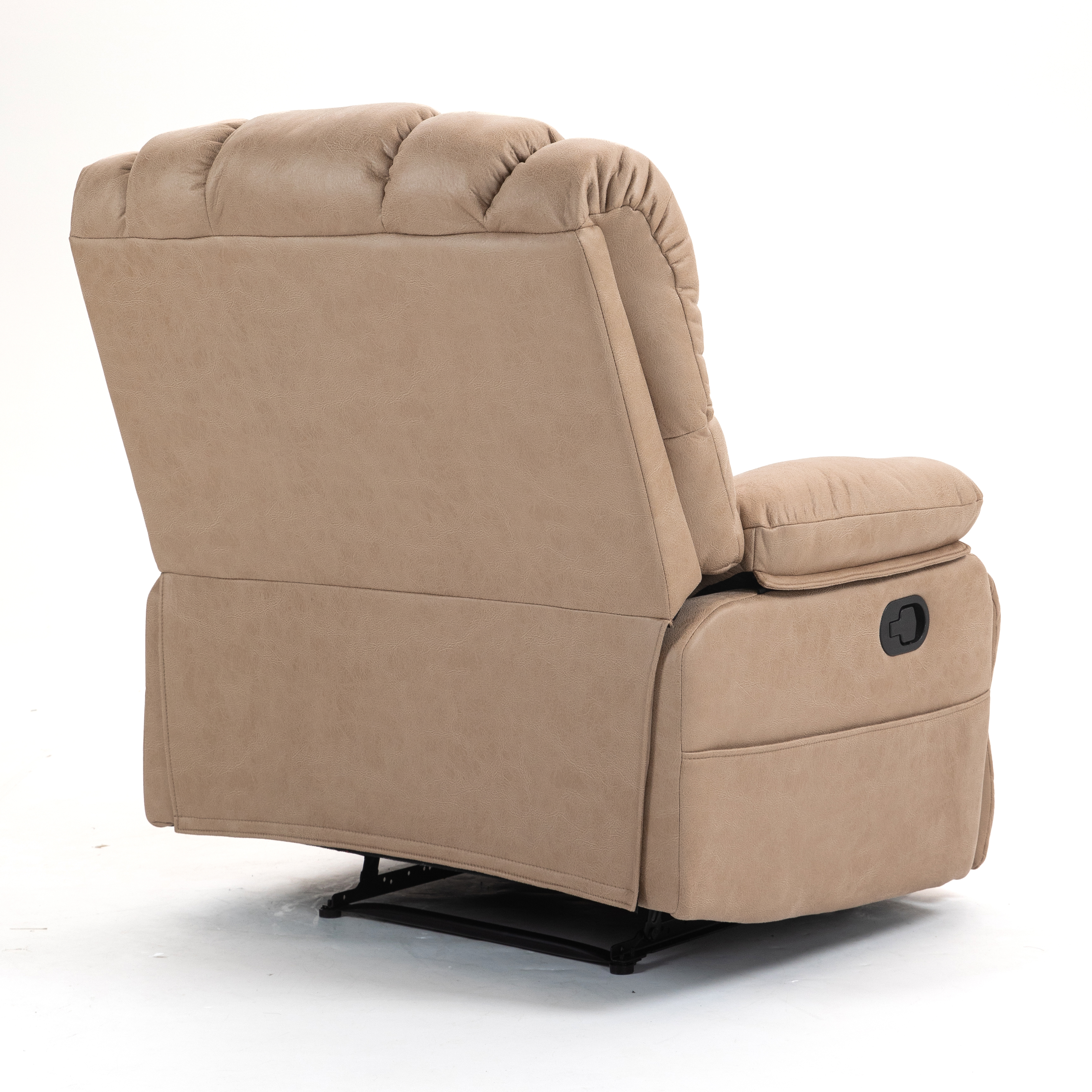 Large Manual Recliner Chair in Fabric for Living Room, Beige/Dark Gray/Yellow/Grey